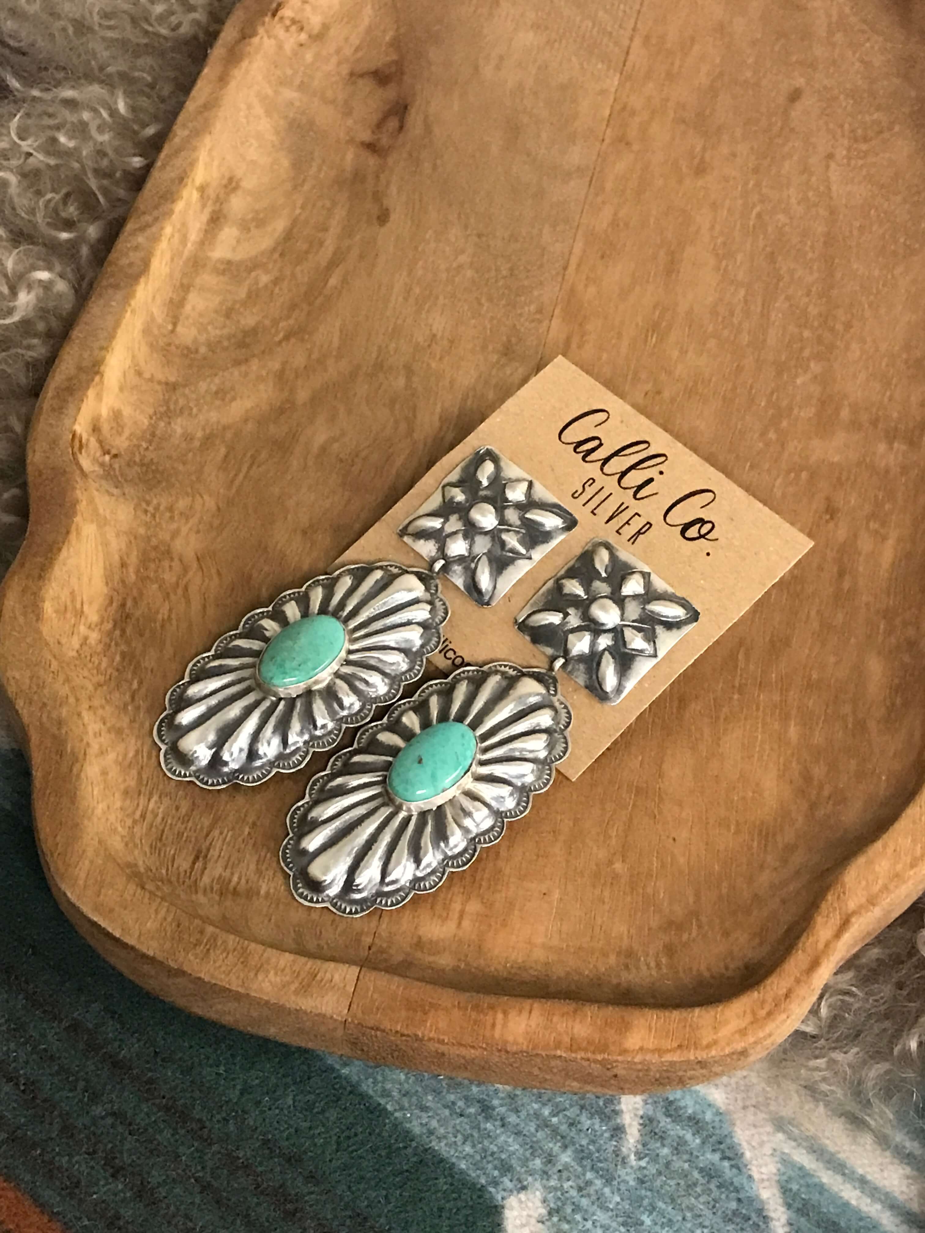 The Bonfouca Earrings, 1 xx-Earrings-Calli Co., Turquoise and Silver Jewelry, Native American Handmade, Zuni Tribe, Navajo Tribe, Brock Texas