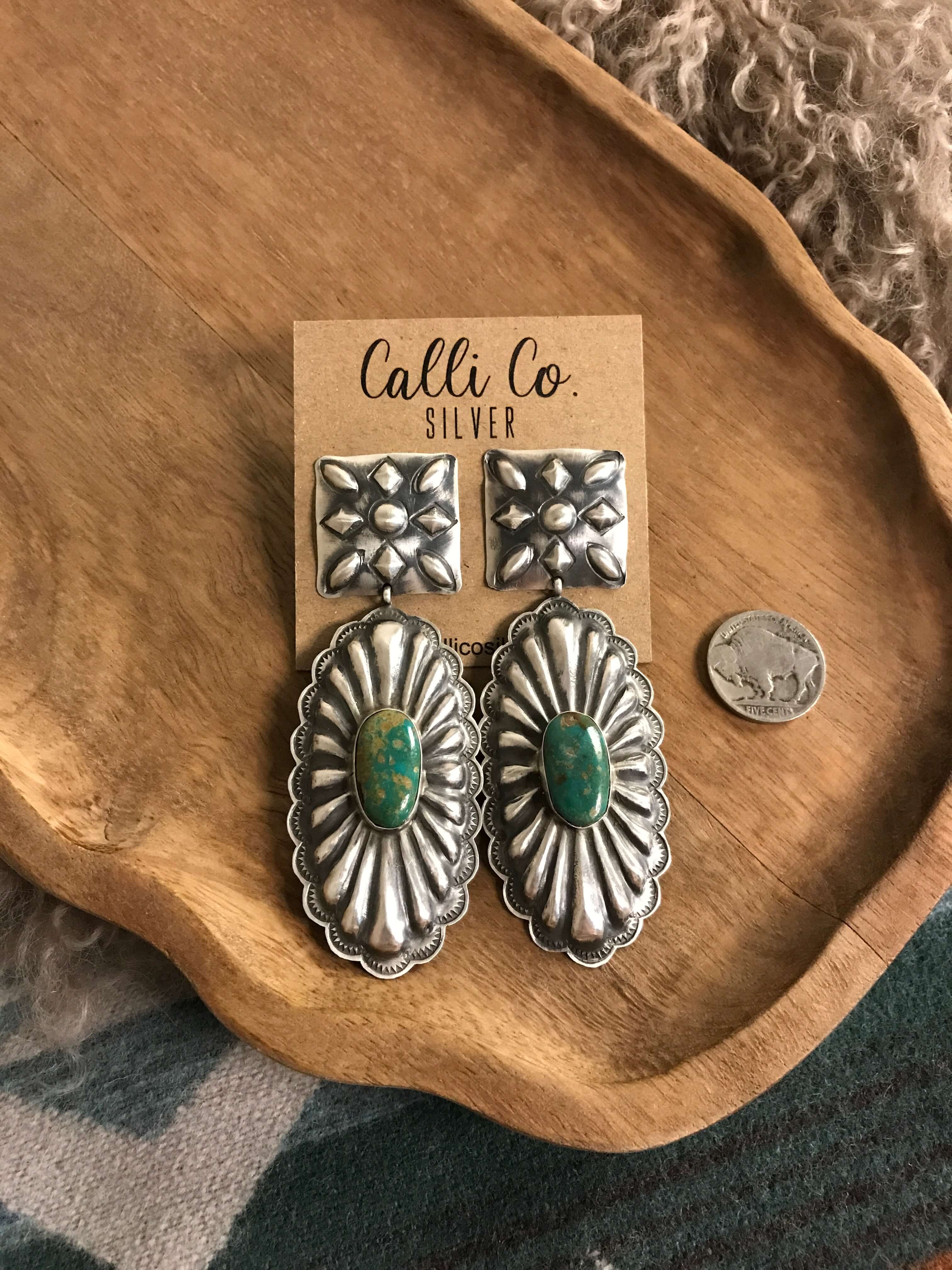 The Bonfouca Earrings, 3 xx-Earrings-Calli Co., Turquoise and Silver Jewelry, Native American Handmade, Zuni Tribe, Navajo Tribe, Brock Texas