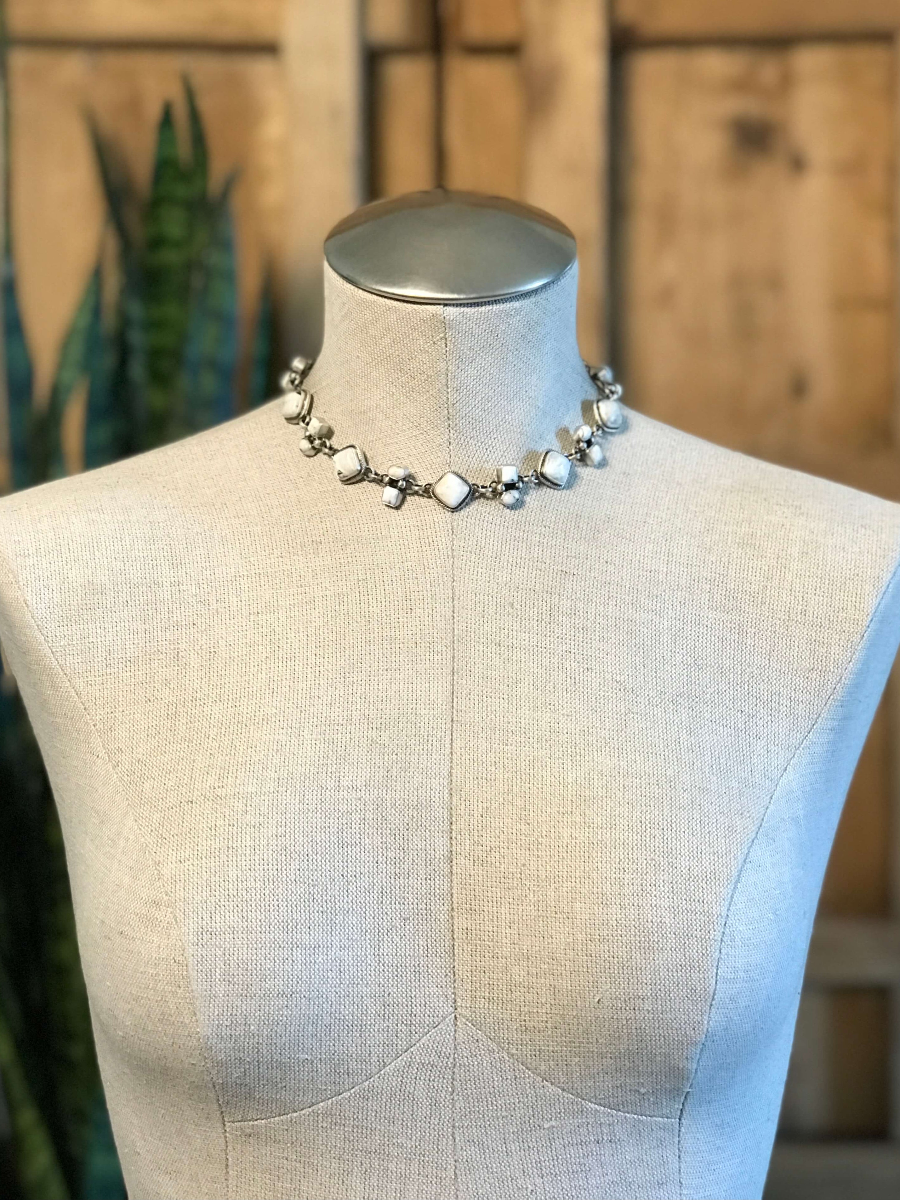 The Chickasaw Statement Necklace, 2-Necklaces-Calli Co., Turquoise and Silver Jewelry, Native American Handmade, Zuni Tribe, Navajo Tribe, Brock Texas