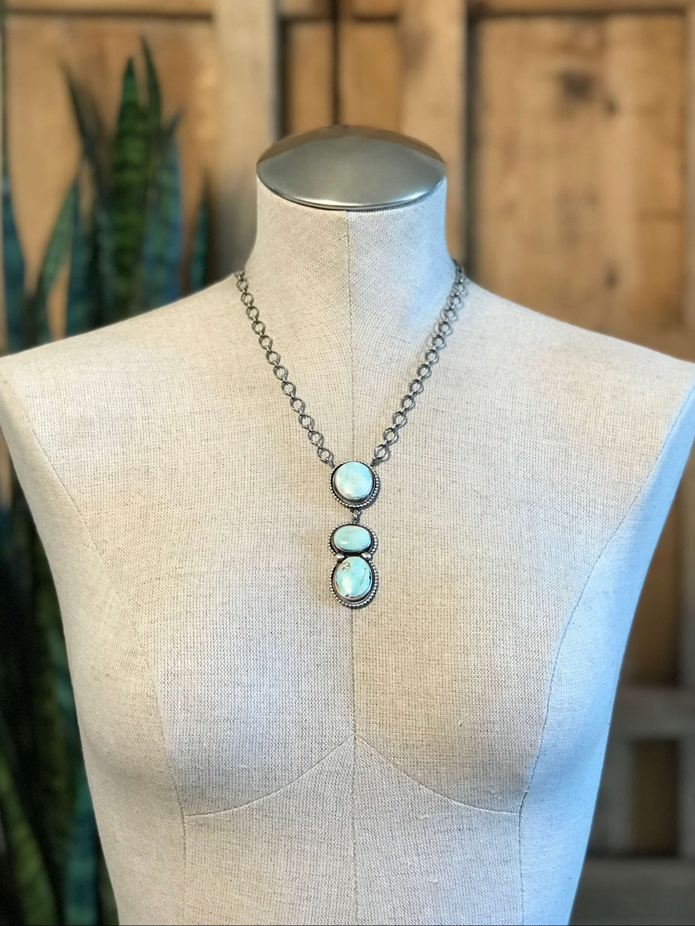 The Levita Lariat Necklace, 1-Necklaces-Calli Co., Turquoise and Silver Jewelry, Native American Handmade, Zuni Tribe, Navajo Tribe, Brock Texas