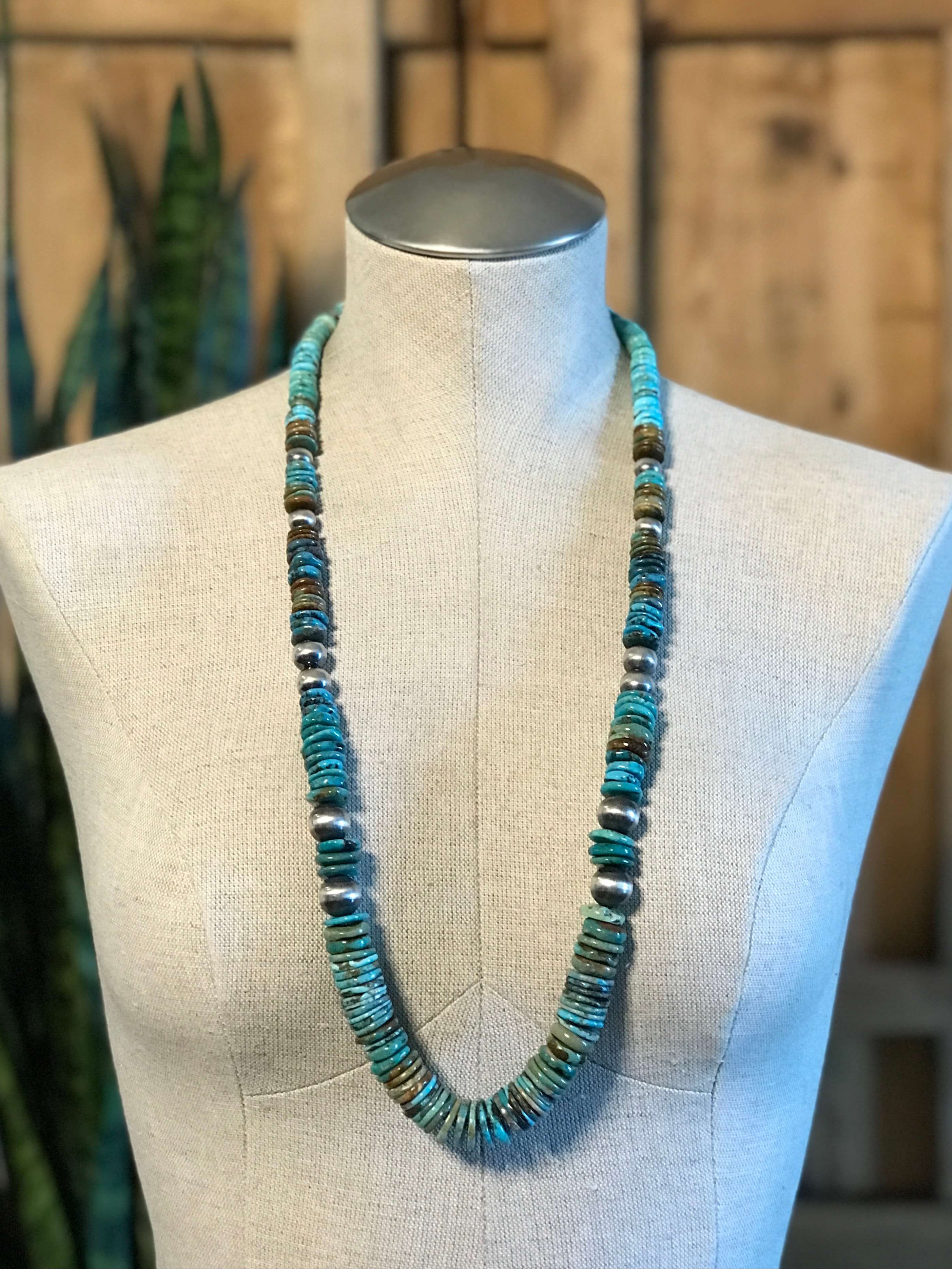 The Tuscola 34" Statement Necklace, 1 xx-Necklaces-Calli Co., Turquoise and Silver Jewelry, Native American Handmade, Zuni Tribe, Navajo Tribe, Brock Texas