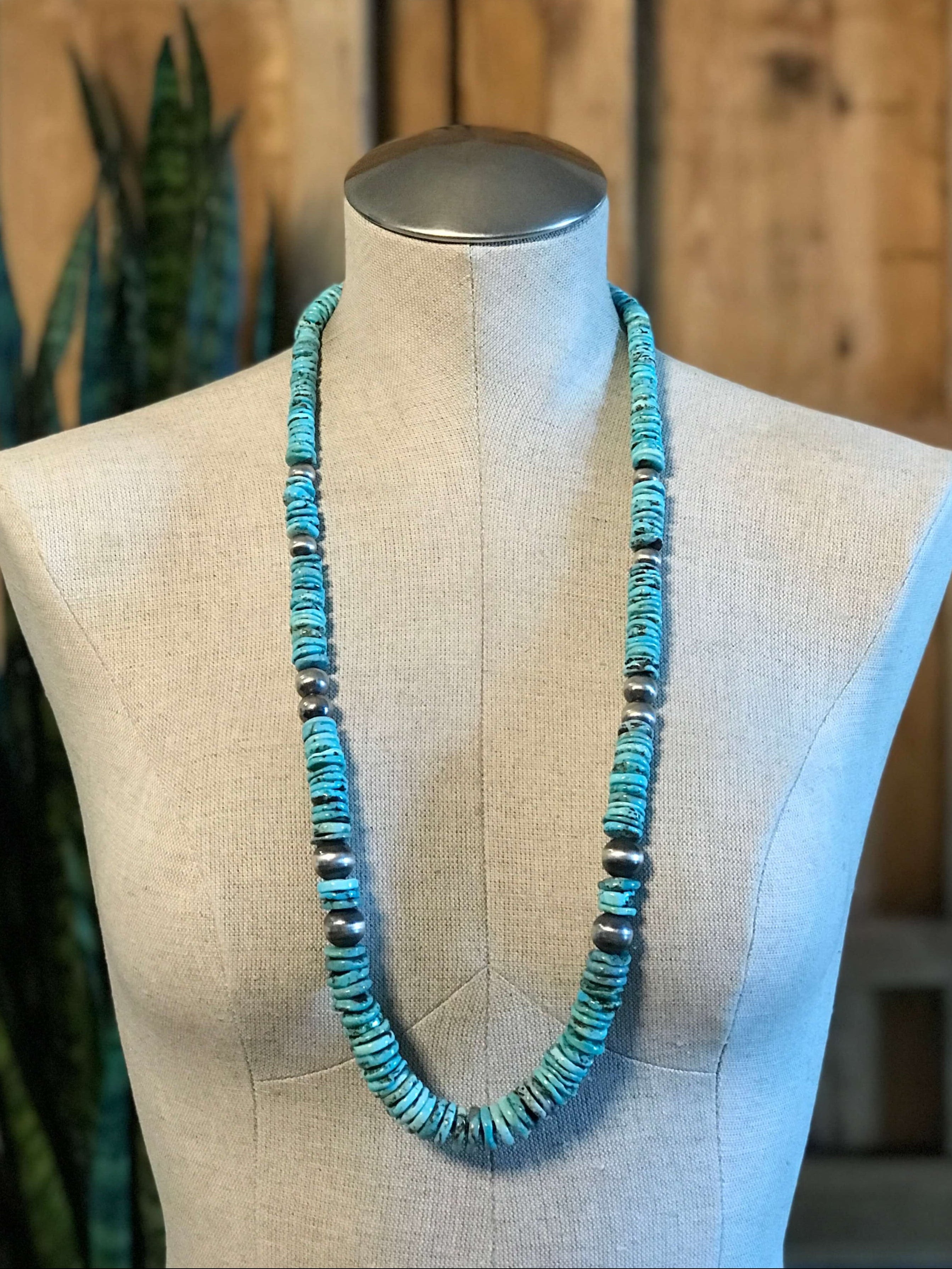 The Tuscola 34" Statement Necklace, 2-Necklaces-Calli Co., Turquoise and Silver Jewelry, Native American Handmade, Zuni Tribe, Navajo Tribe, Brock Texas