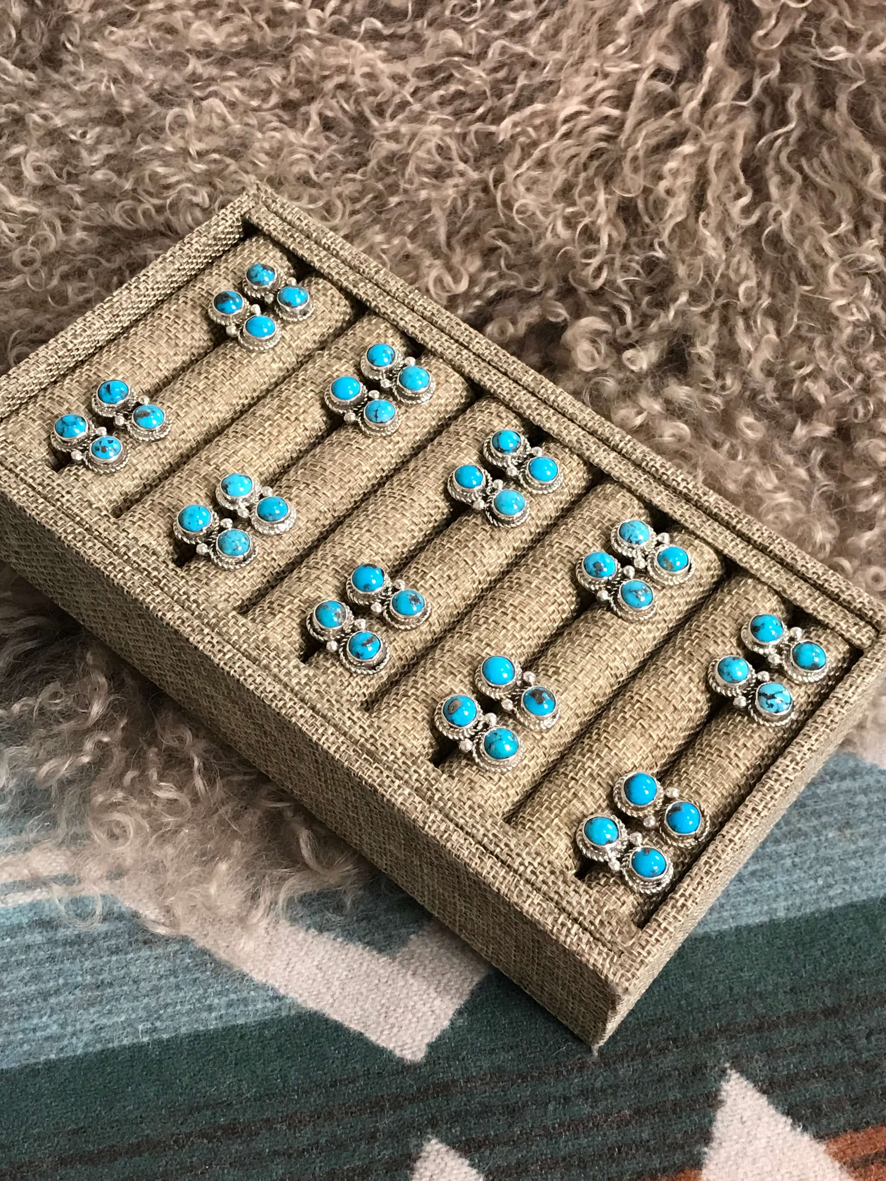 The Ansel Turquoise Earrings-Earrings-Calli Co., Turquoise and Silver Jewelry, Native American Handmade, Zuni Tribe, Navajo Tribe, Brock Texas