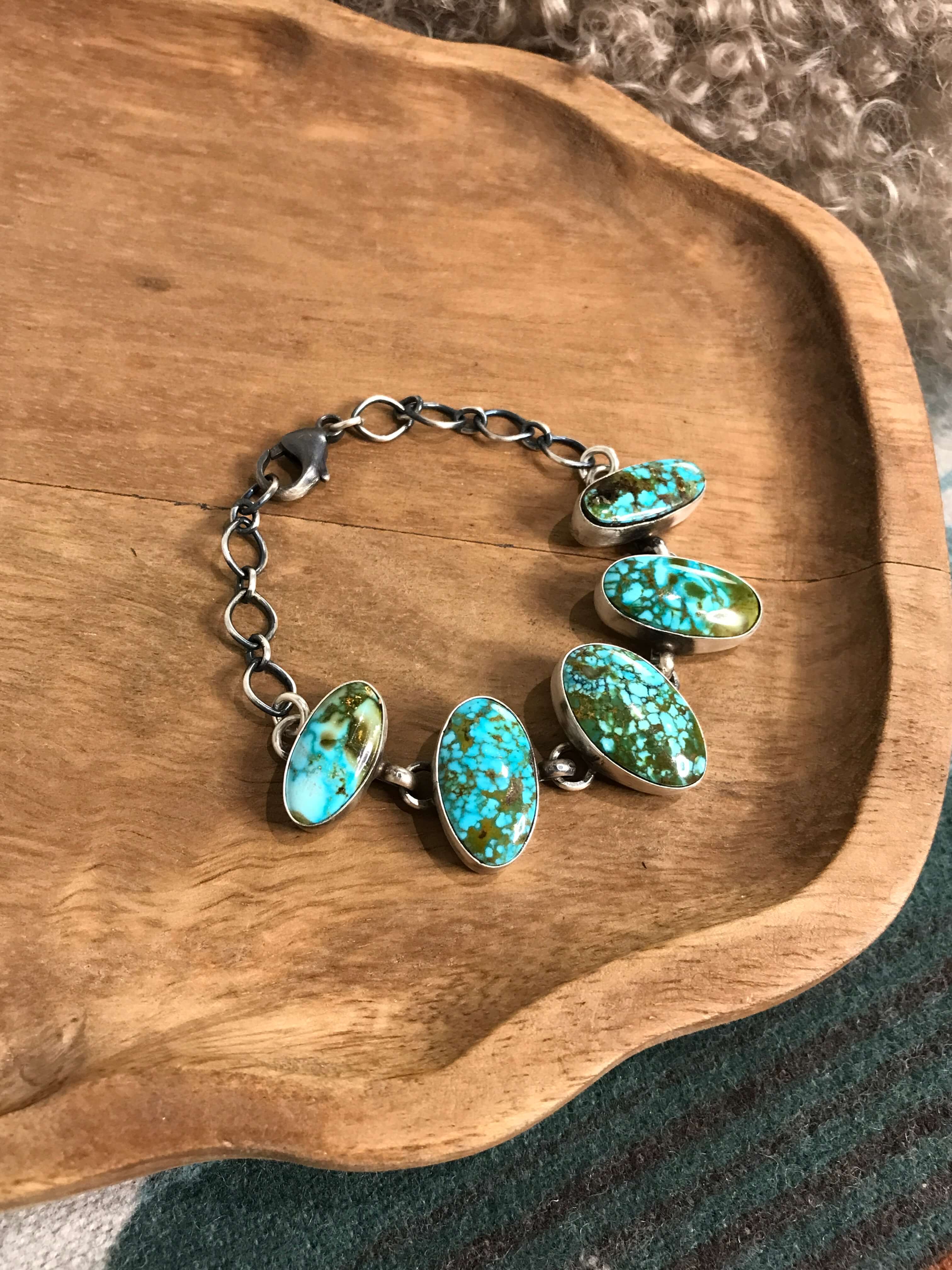 The Gallegos Link Bracelet, 2-Bracelets & Cuffs-Calli Co., Turquoise and Silver Jewelry, Native American Handmade, Zuni Tribe, Navajo Tribe, Brock Texas