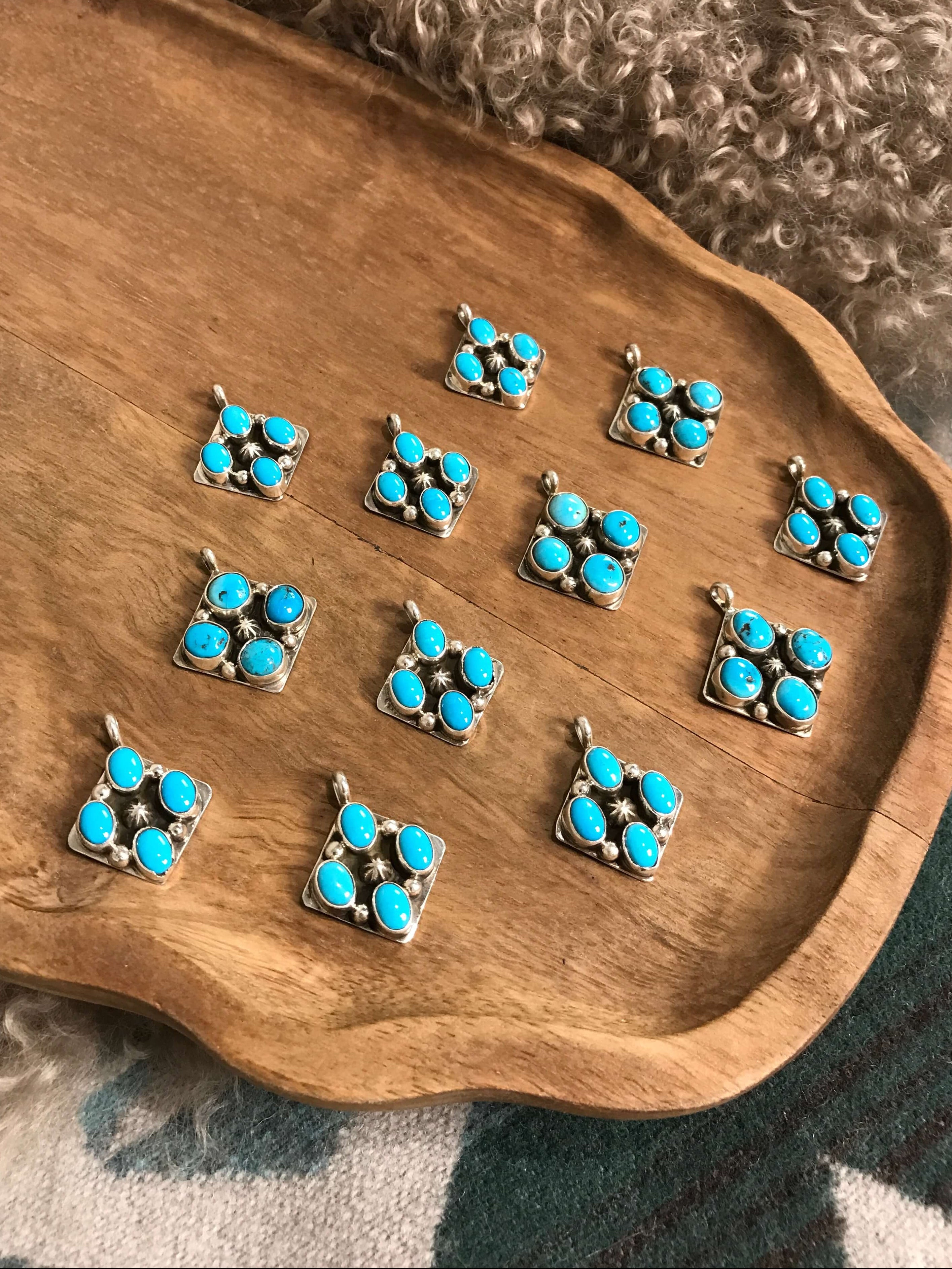 The Giza Blue Turquoise Pendants-Pendants-Calli Co., Turquoise and Silver Jewelry, Native American Handmade, Zuni Tribe, Navajo Tribe, Brock Texas