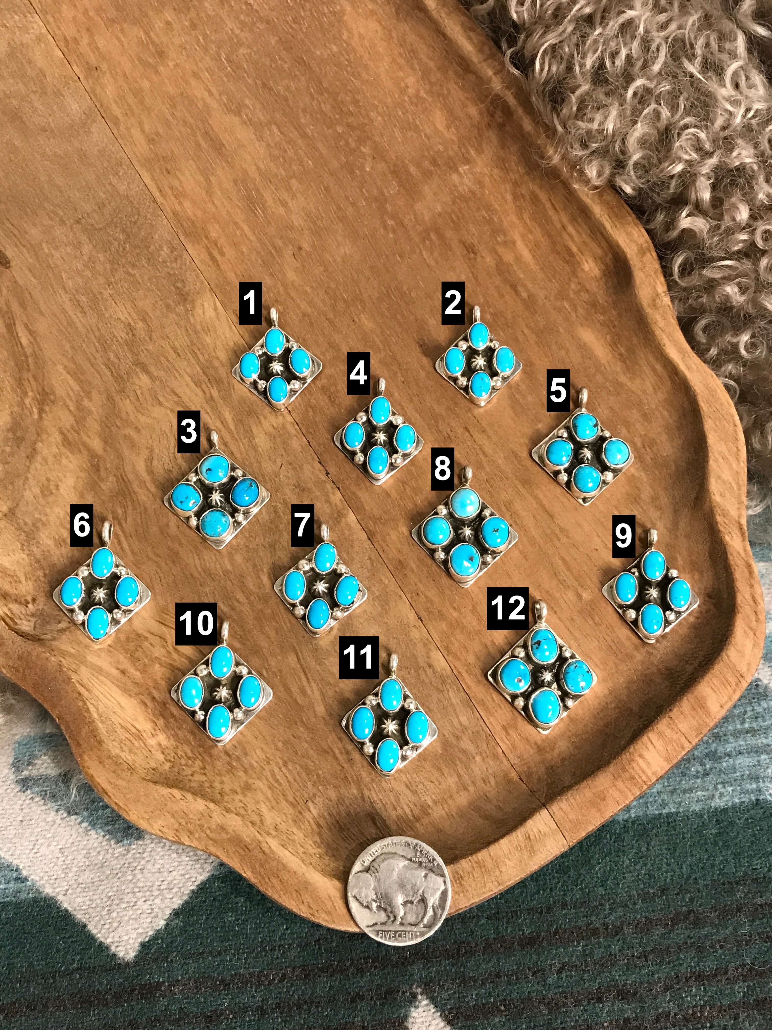 The Giza Blue Turquoise Pendants-Pendants-Calli Co., Turquoise and Silver Jewelry, Native American Handmade, Zuni Tribe, Navajo Tribe, Brock Texas