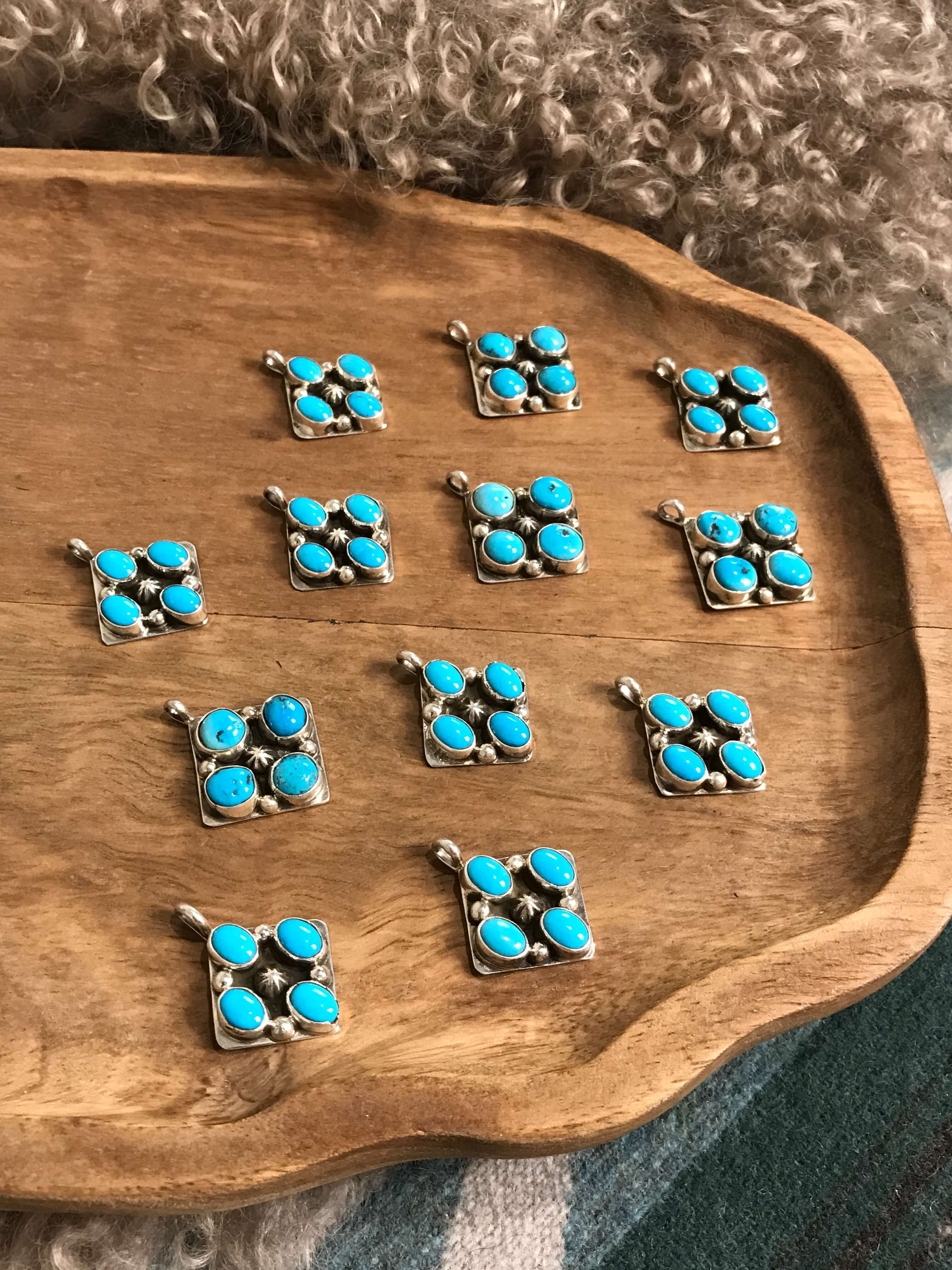 The Giza Blue Turquoise Pendants-Pendants-Calli Co., Turquoise and Silver Jewelry, Native American Handmade, Zuni Tribe, Navajo Tribe, Brock Texas