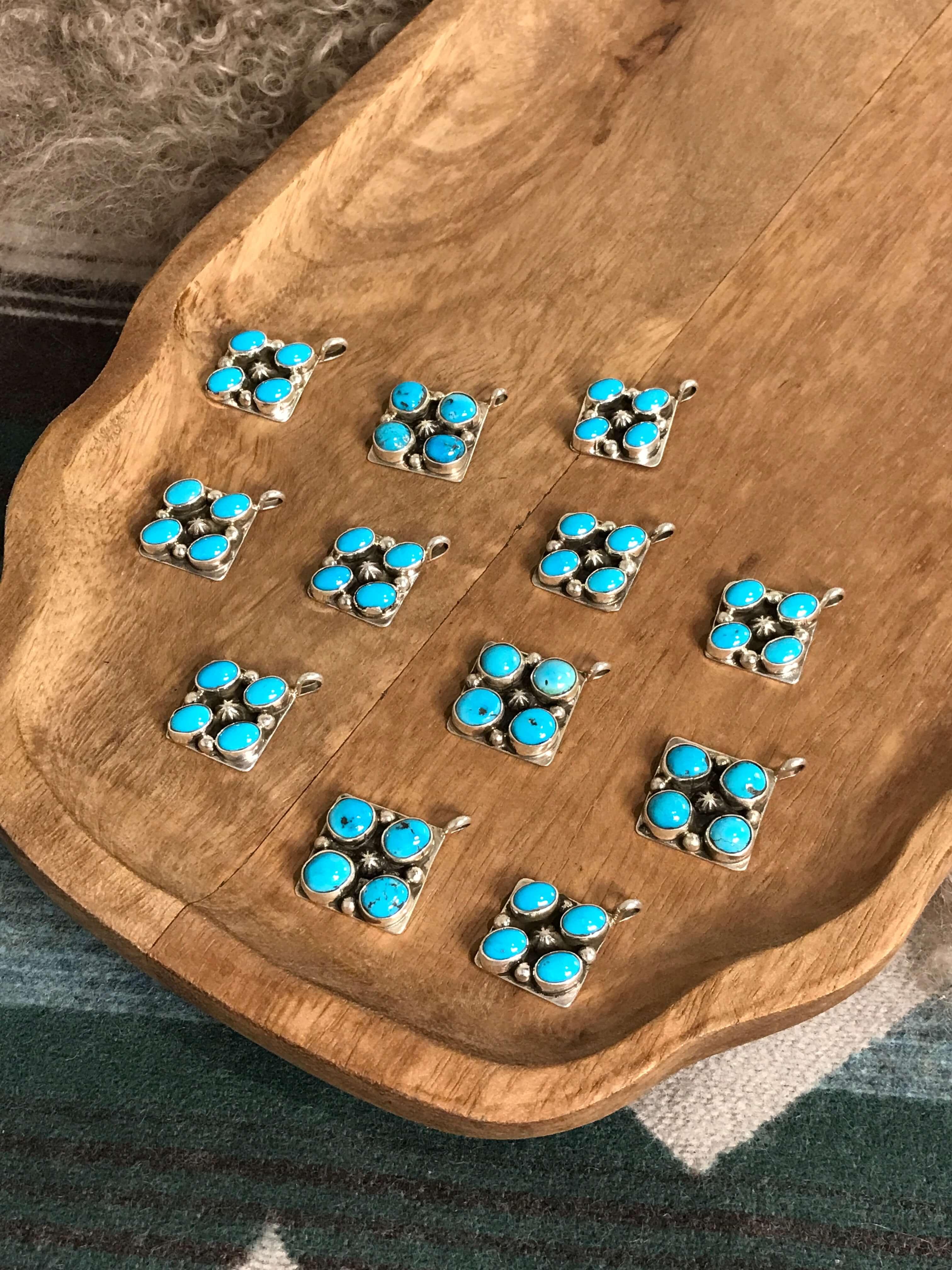 The Giza Blue Turquoise Pendants-Pendants-Calli Co., Turquoise and Silver Jewelry, Native American Handmade, Zuni Tribe, Navajo Tribe, Brock Texas