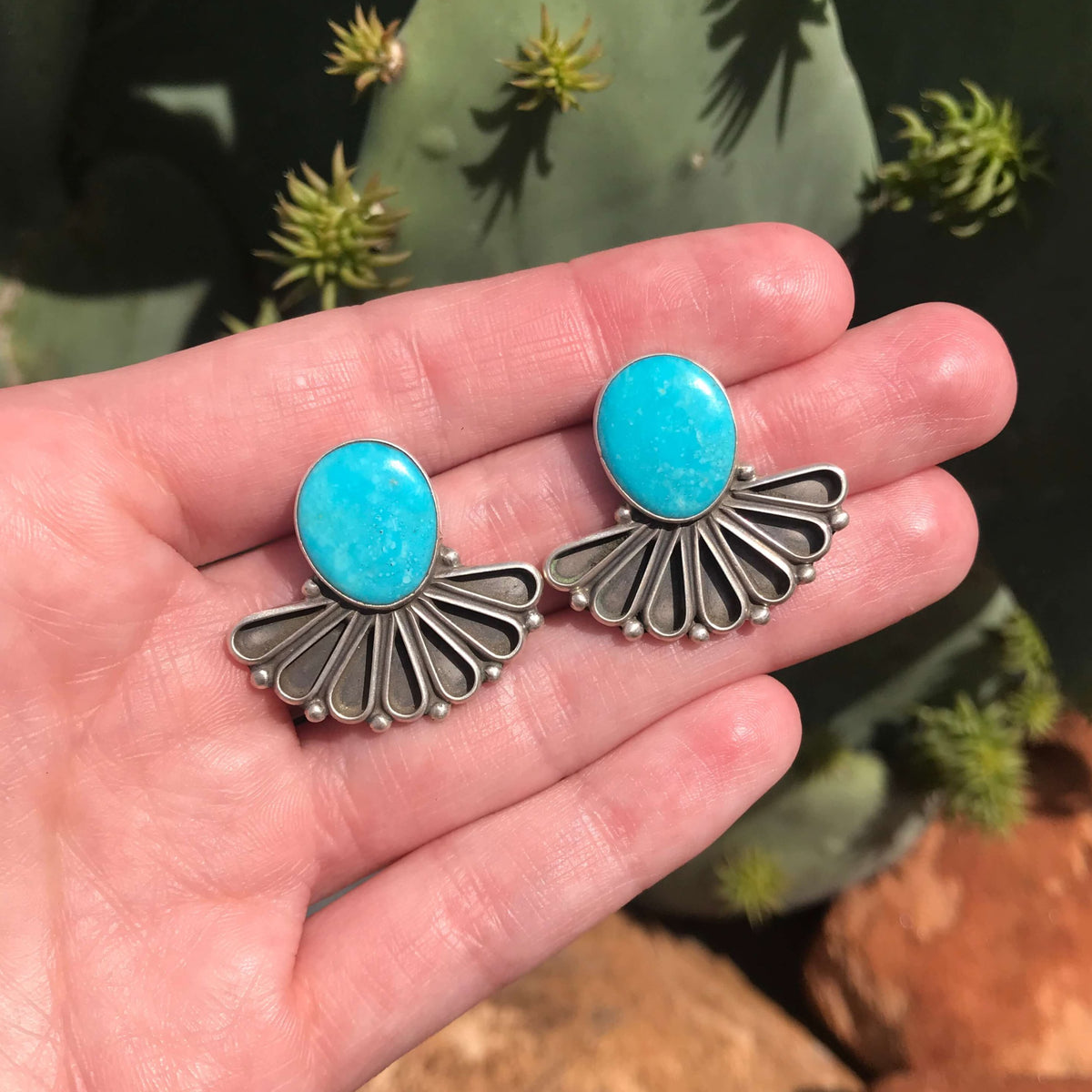 IMG_61472.jpg?crop=center&  Sterling, silver and turquoise earring🌺 authentic Native American main image 0
