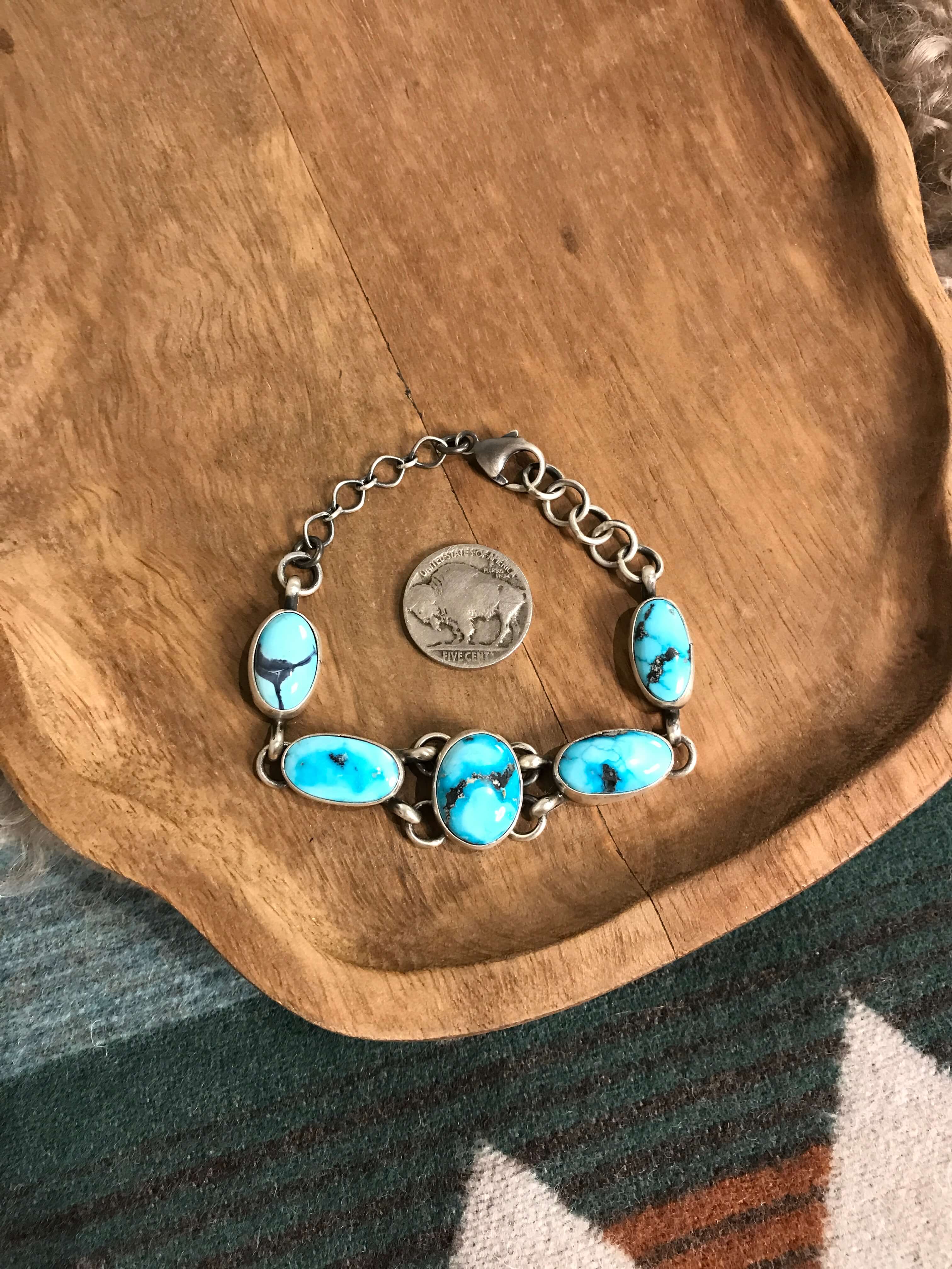 The Ellaville Link Bracelet, 1 xx-Bracelets & Cuffs-Calli Co., Turquoise and Silver Jewelry, Native American Handmade, Zuni Tribe, Navajo Tribe, Brock Texas