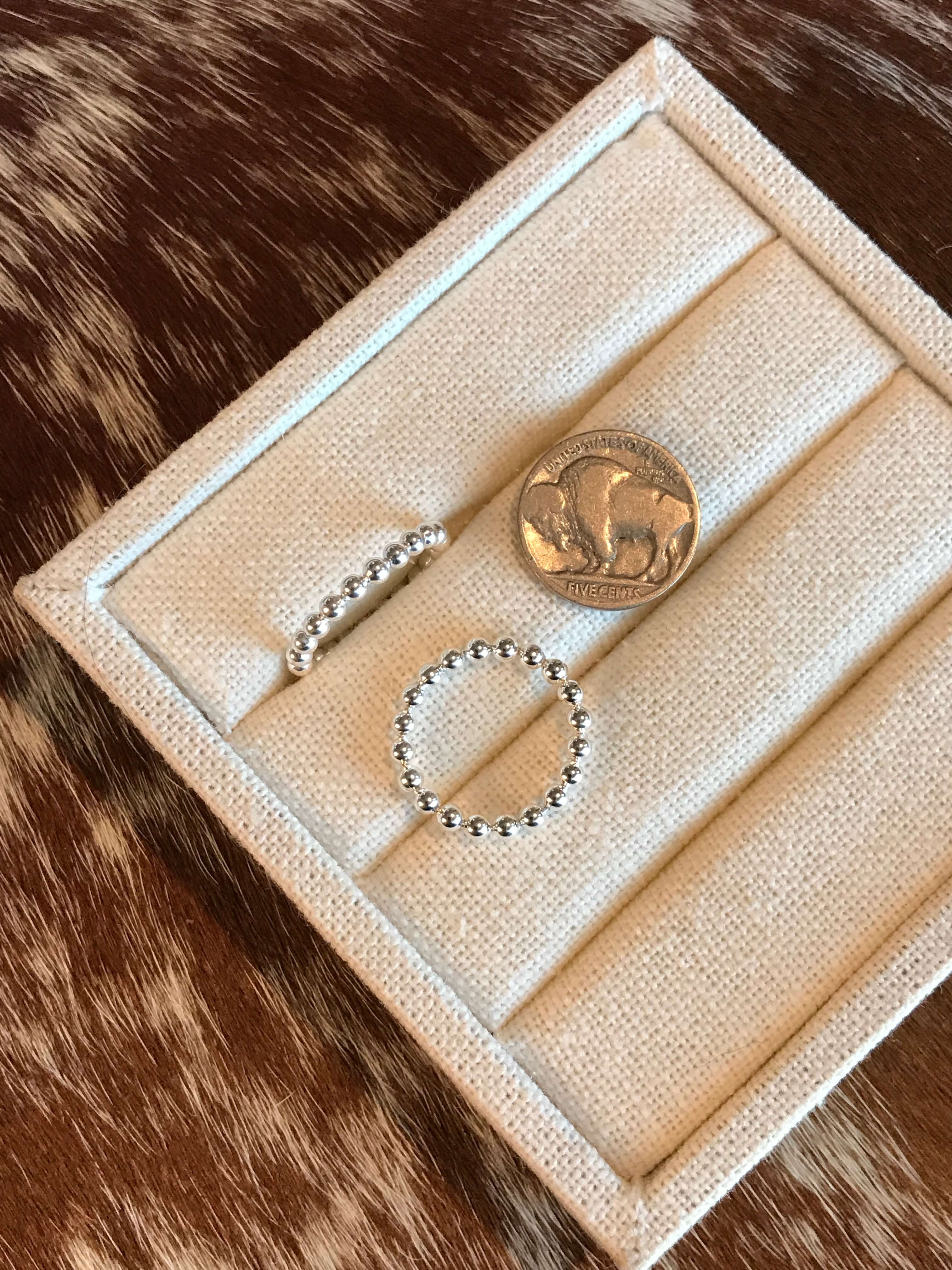 The 3mm Sterling Bead Ring-Rings-Calli Co., Turquoise and Silver Jewelry, Native American Handmade, Zuni Tribe, Navajo Tribe, Brock Texas