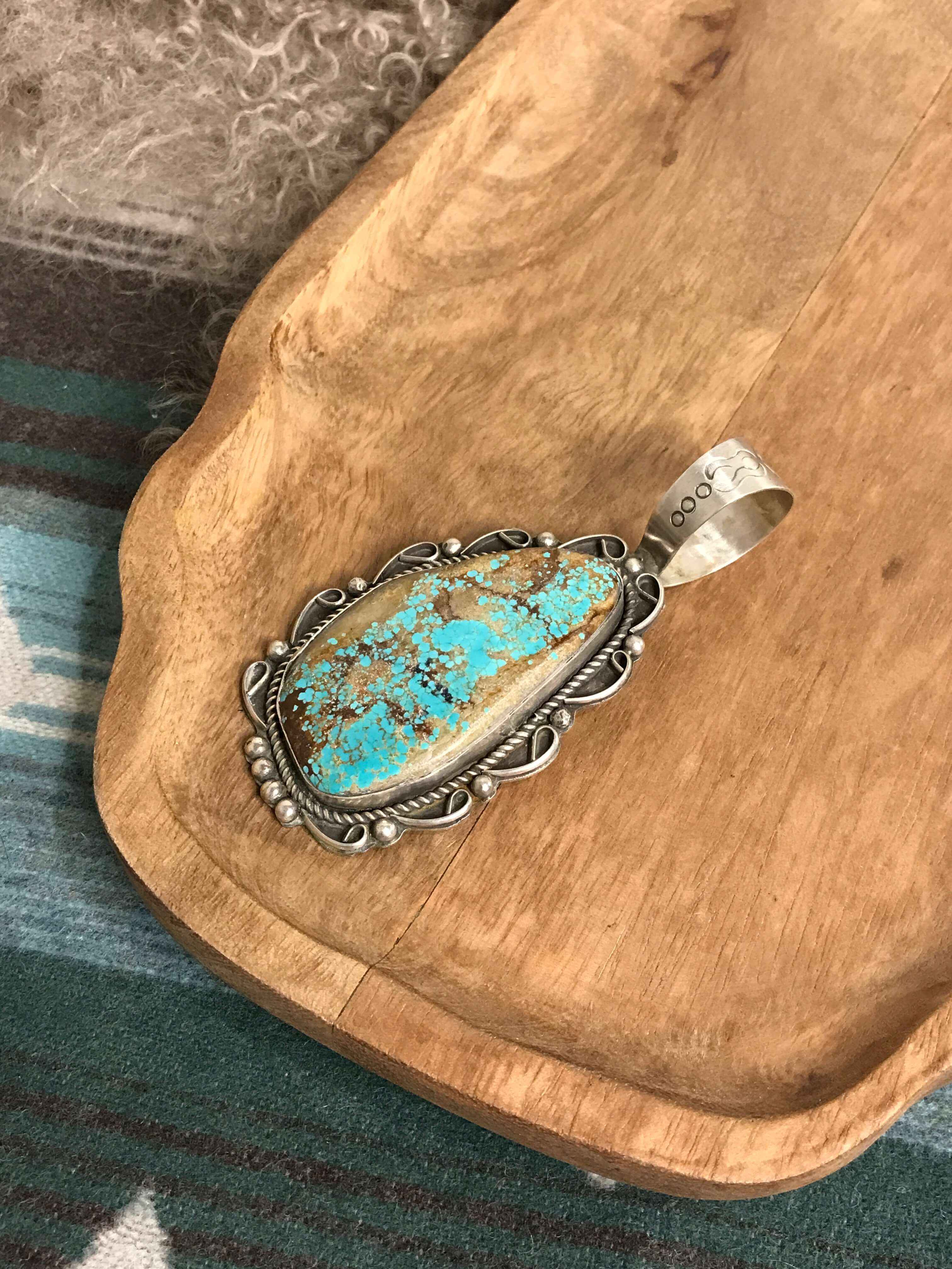 The Briggs Turquoise Pendant-Pendants-Calli Co., Turquoise and Silver Jewelry, Native American Handmade, Zuni Tribe, Navajo Tribe, Brock Texas