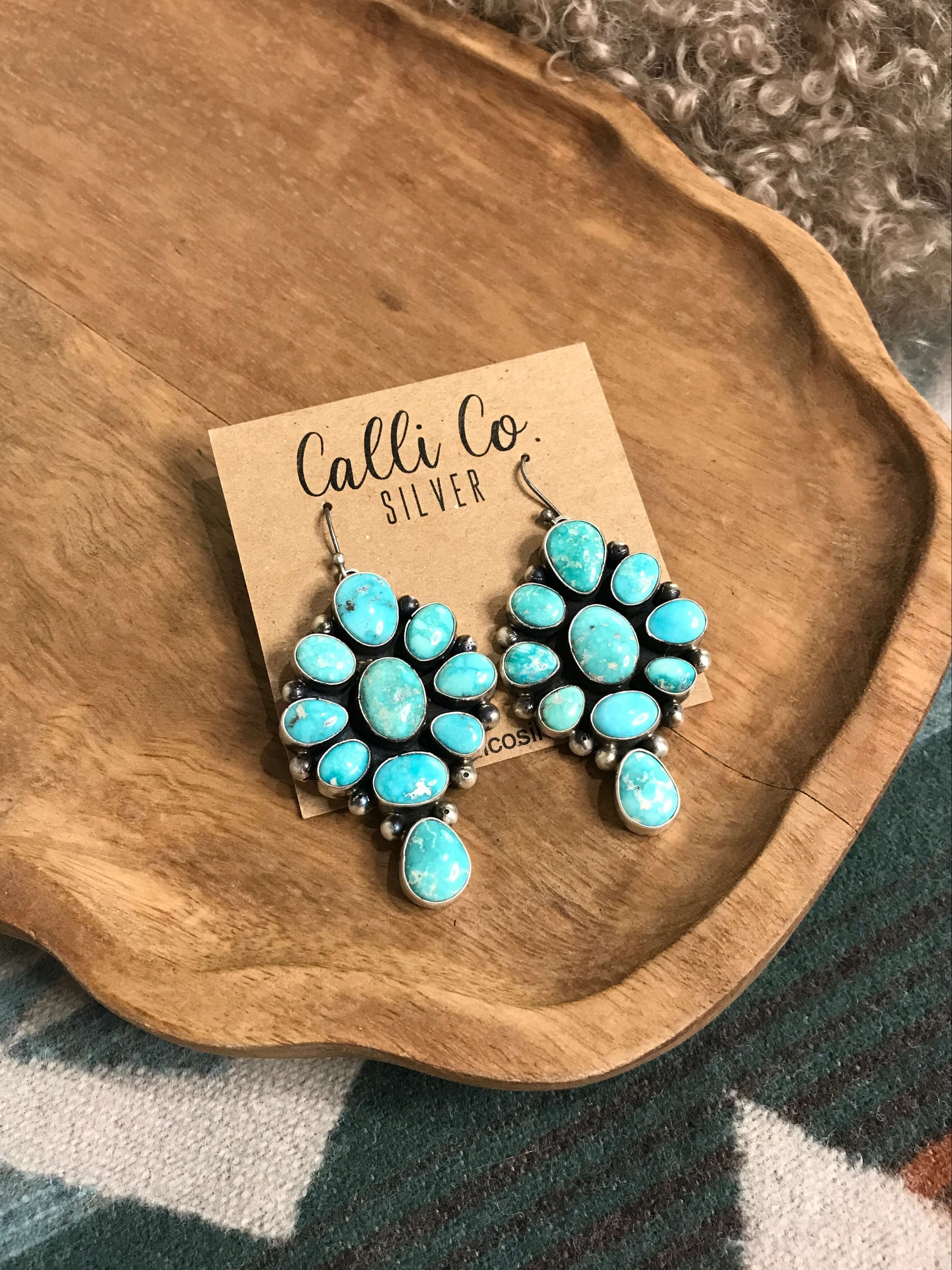 The Marissa Earrings xx-Earrings-Calli Co., Turquoise and Silver Jewelry, Native American Handmade, Zuni Tribe, Navajo Tribe, Brock Texas