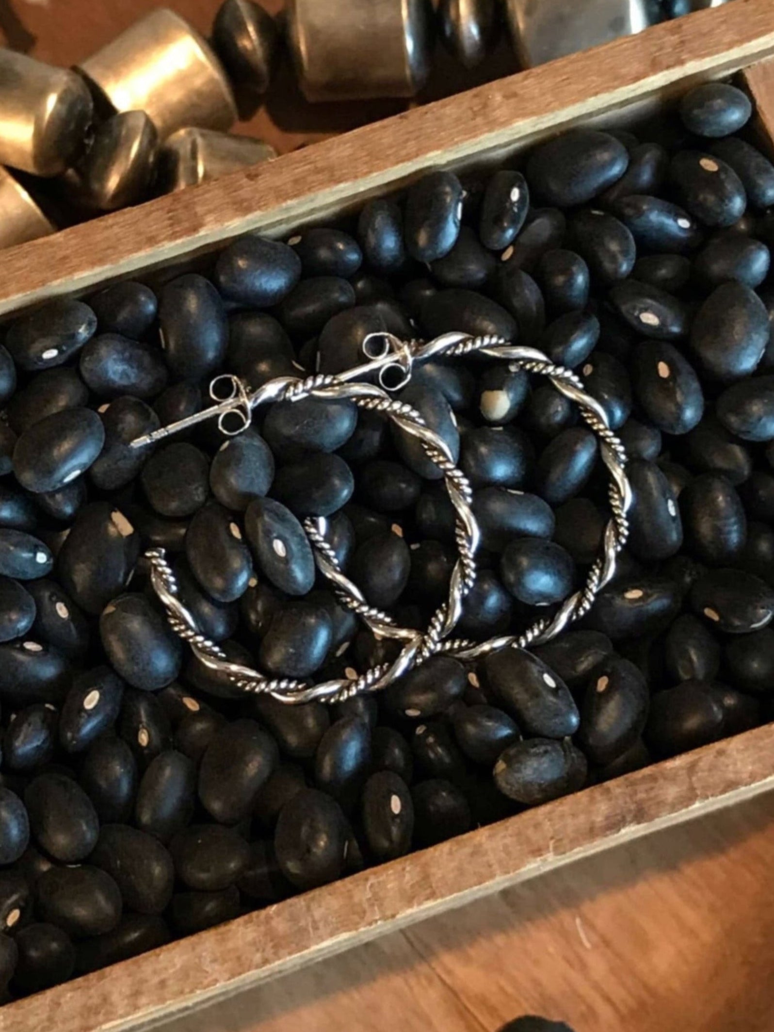 The Grande Harrah Hoop Earrings-Earrings-Calli Co., Turquoise and Silver Jewelry, Native American Handmade, Zuni Tribe, Navajo Tribe, Brock Texas