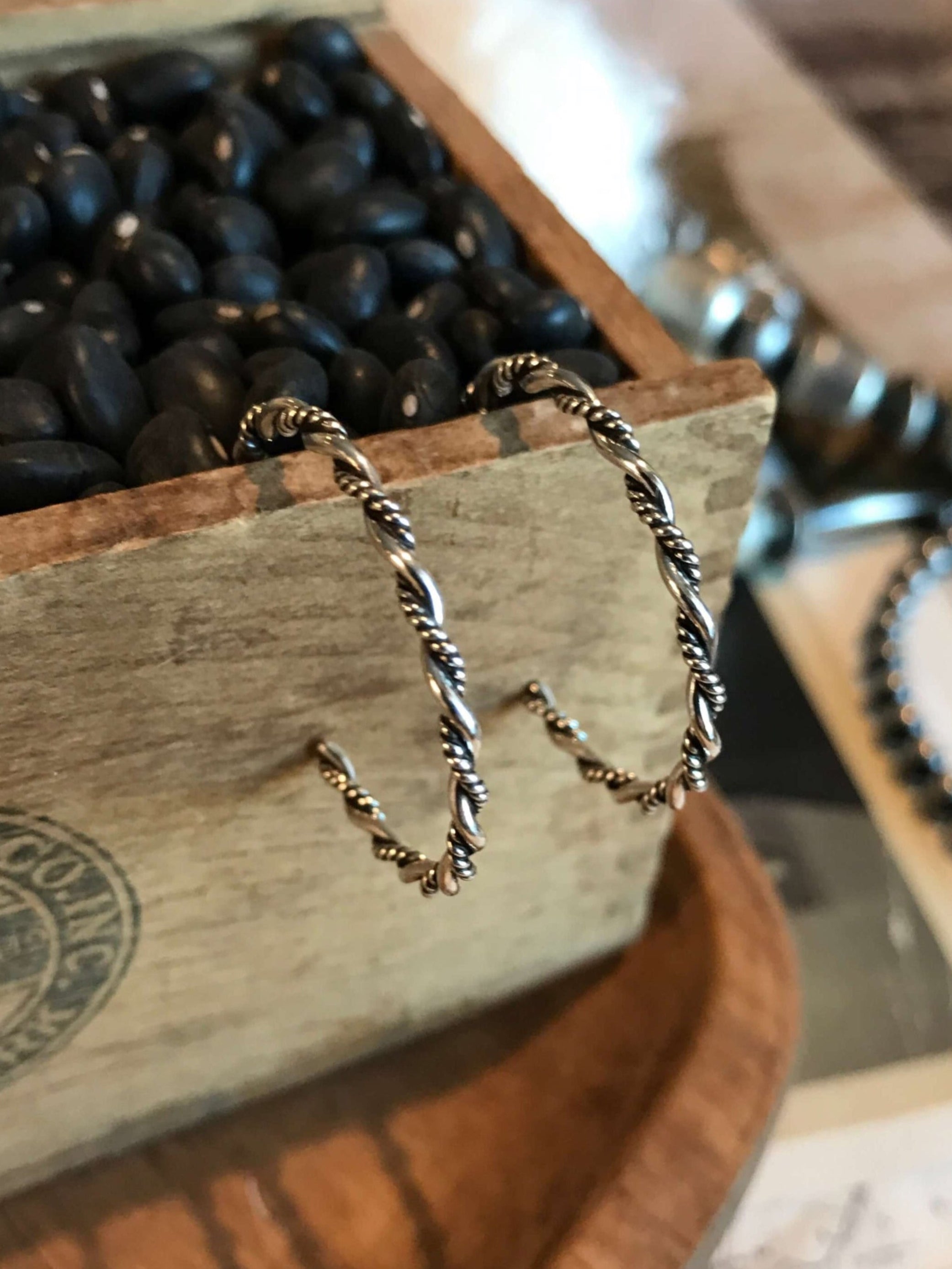 The Grande Harrah Hoop Earrings-Earrings-Calli Co., Turquoise and Silver Jewelry, Native American Handmade, Zuni Tribe, Navajo Tribe, Brock Texas