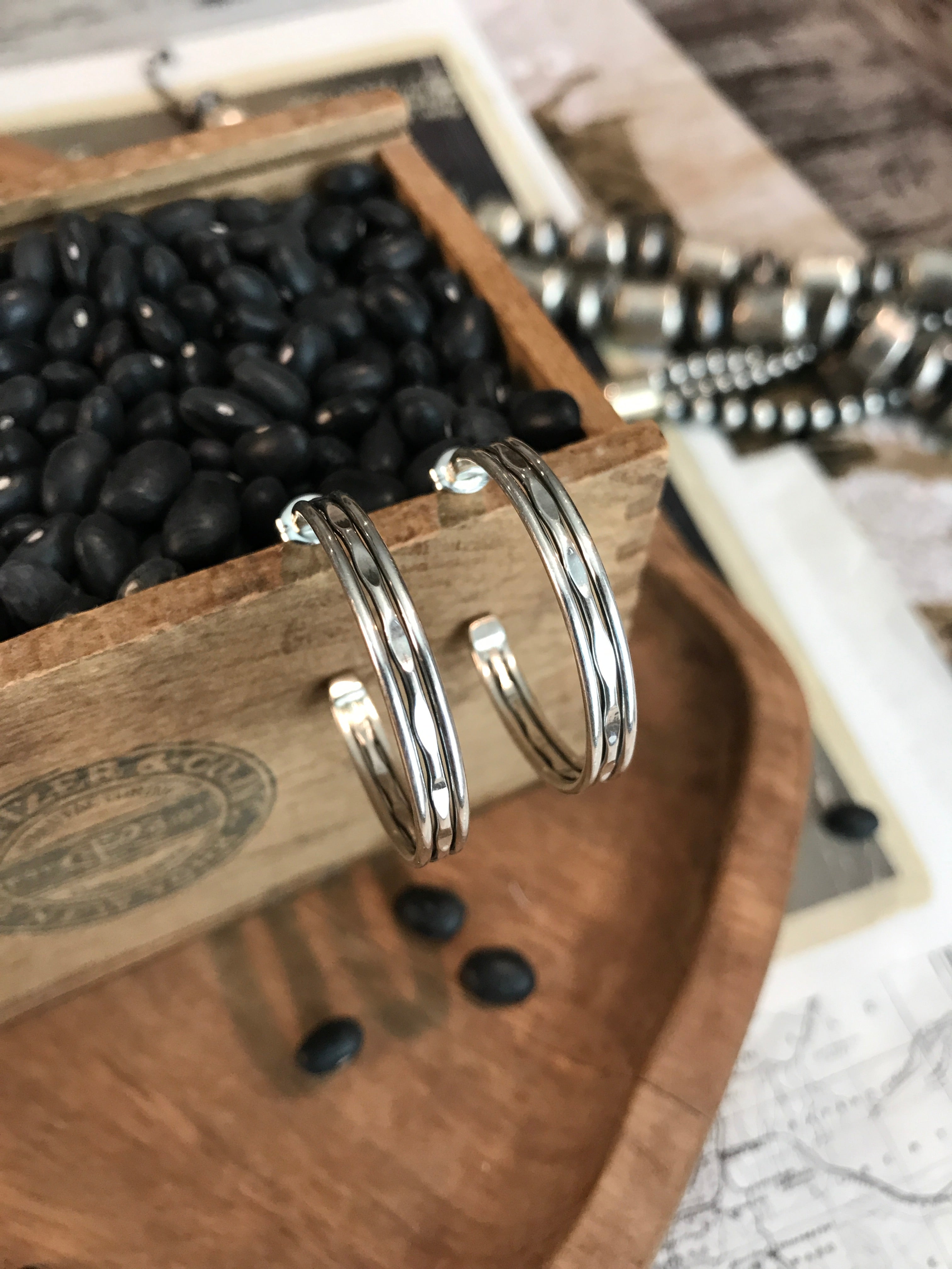 The Refton Hoop Earrings-Earrings-Calli Co., Turquoise and Silver Jewelry, Native American Handmade, Zuni Tribe, Navajo Tribe, Brock Texas