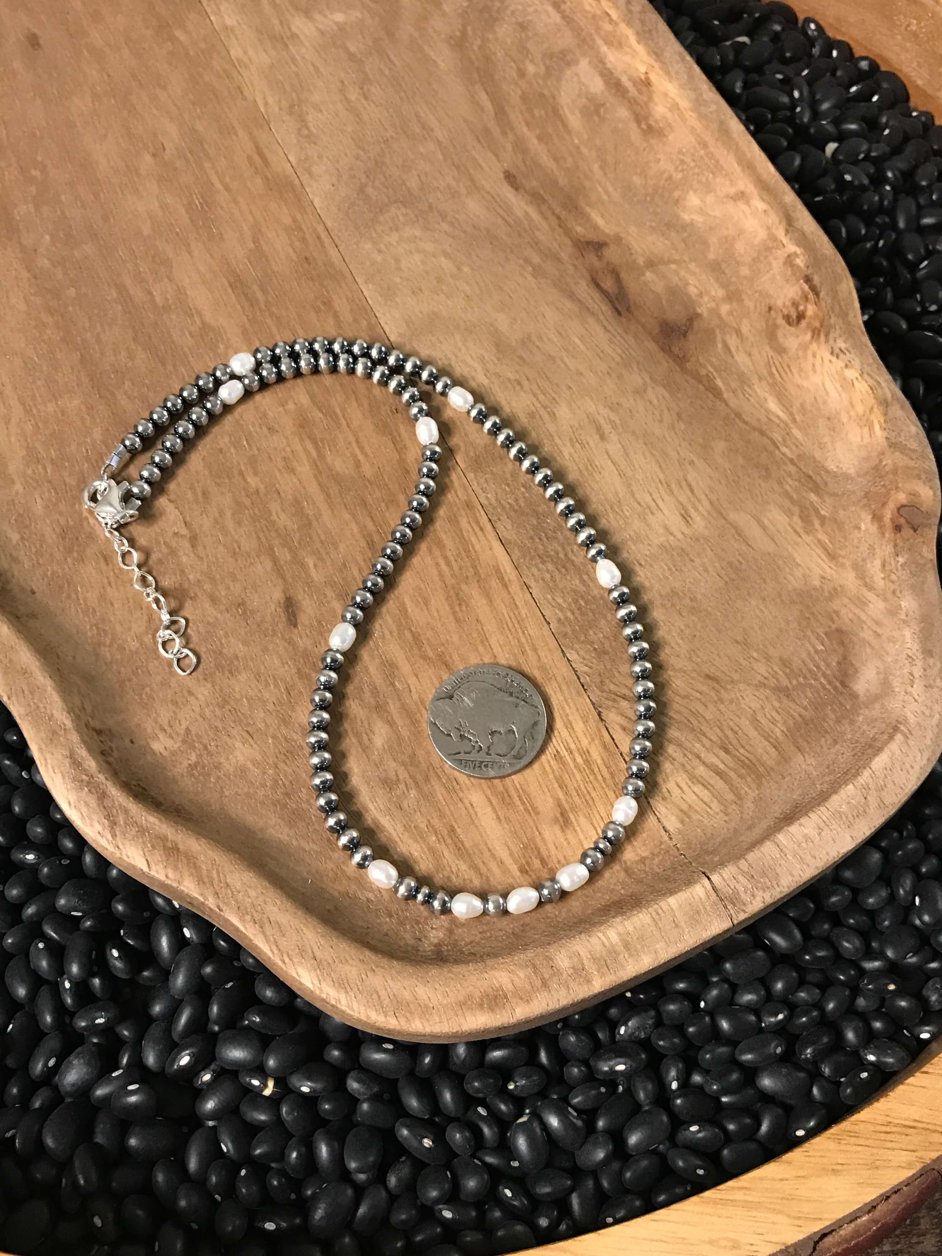 The Marina Necklace, 18"-Necklaces-Calli Co., Turquoise and Silver Jewelry, Native American Handmade, Zuni Tribe, Navajo Tribe, Brock Texas