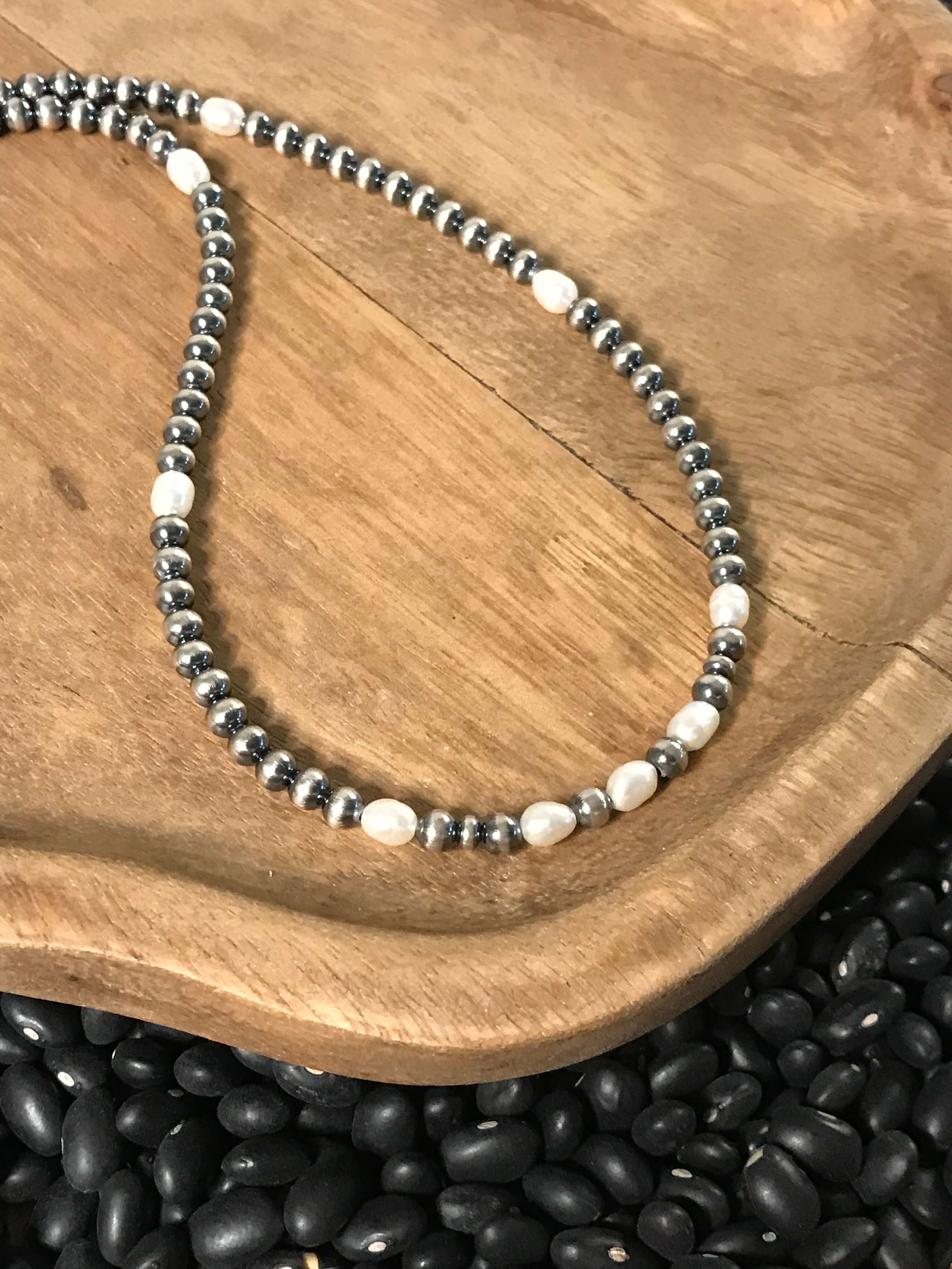 The Marina Necklace, 18"-Necklaces-Calli Co., Turquoise and Silver Jewelry, Native American Handmade, Zuni Tribe, Navajo Tribe, Brock Texas