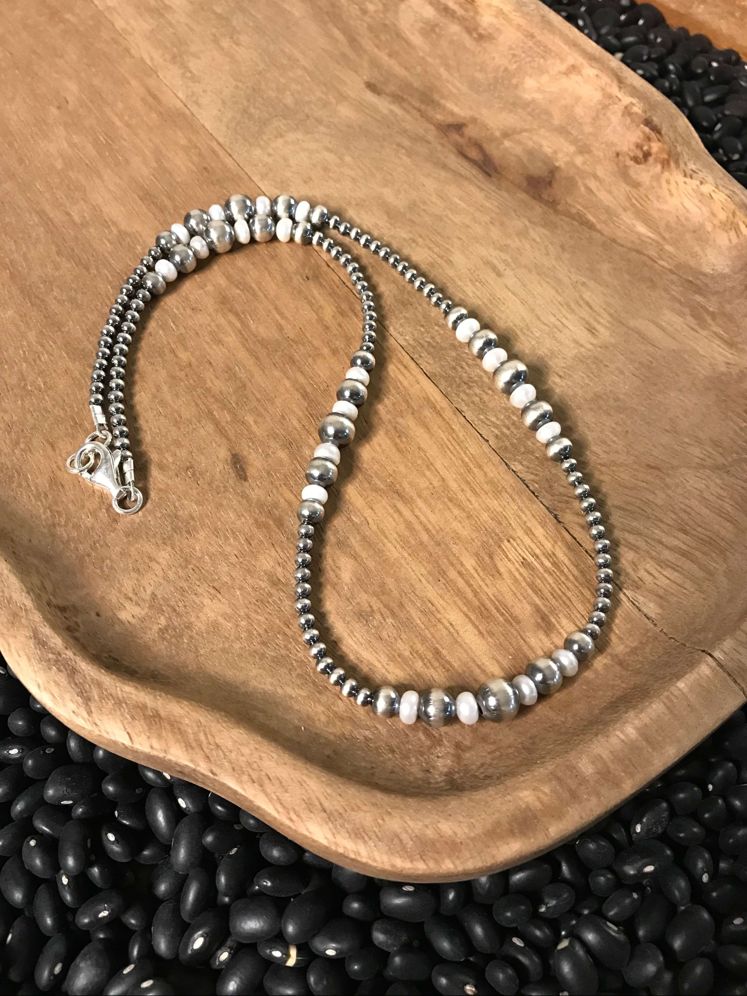 The Magnolia Necklace, 18"-Necklaces-Calli Co., Turquoise and Silver Jewelry, Native American Handmade, Zuni Tribe, Navajo Tribe, Brock Texas