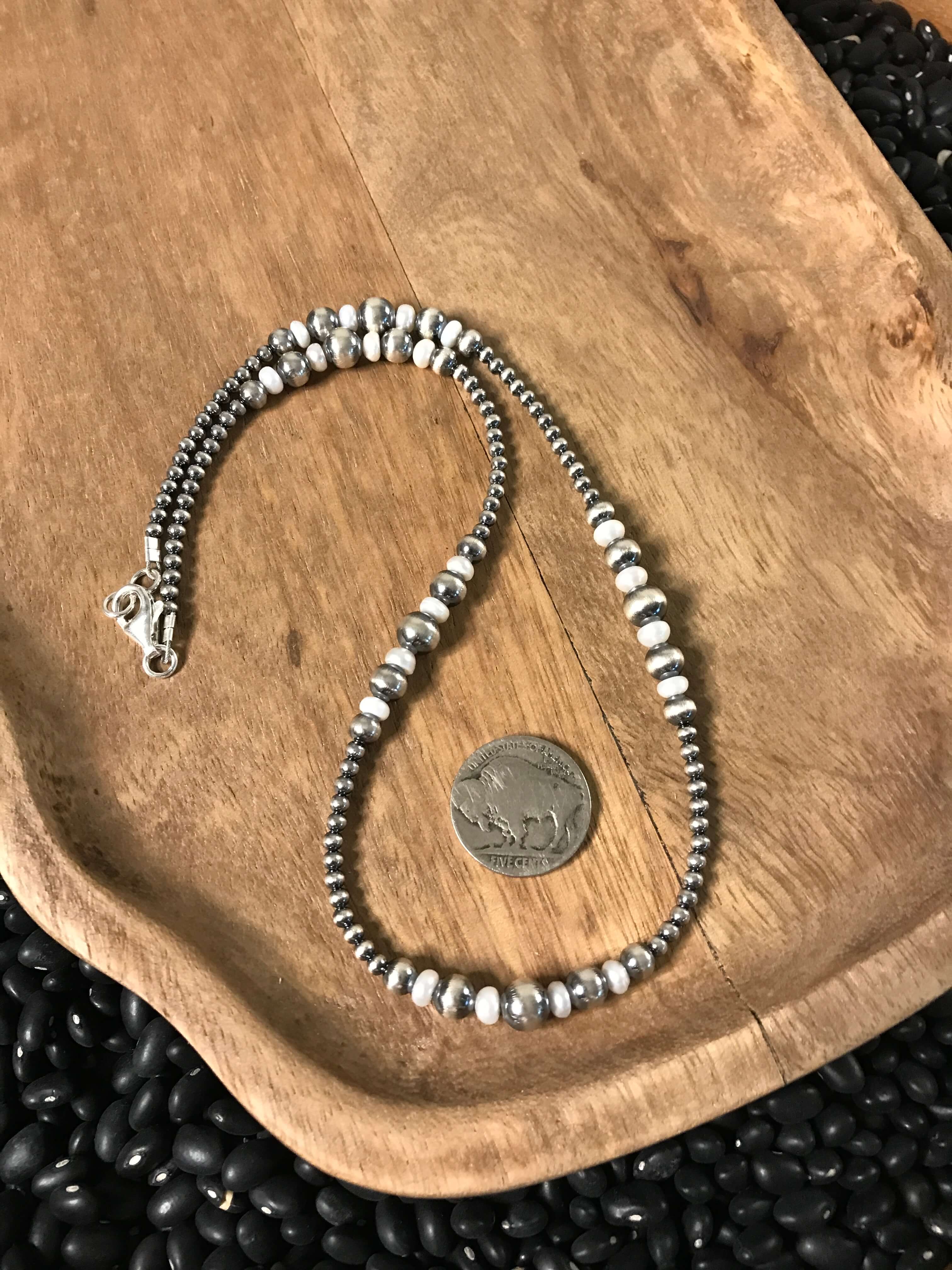 The Magnolia Necklace, 18"-Necklaces-Calli Co., Turquoise and Silver Jewelry, Native American Handmade, Zuni Tribe, Navajo Tribe, Brock Texas