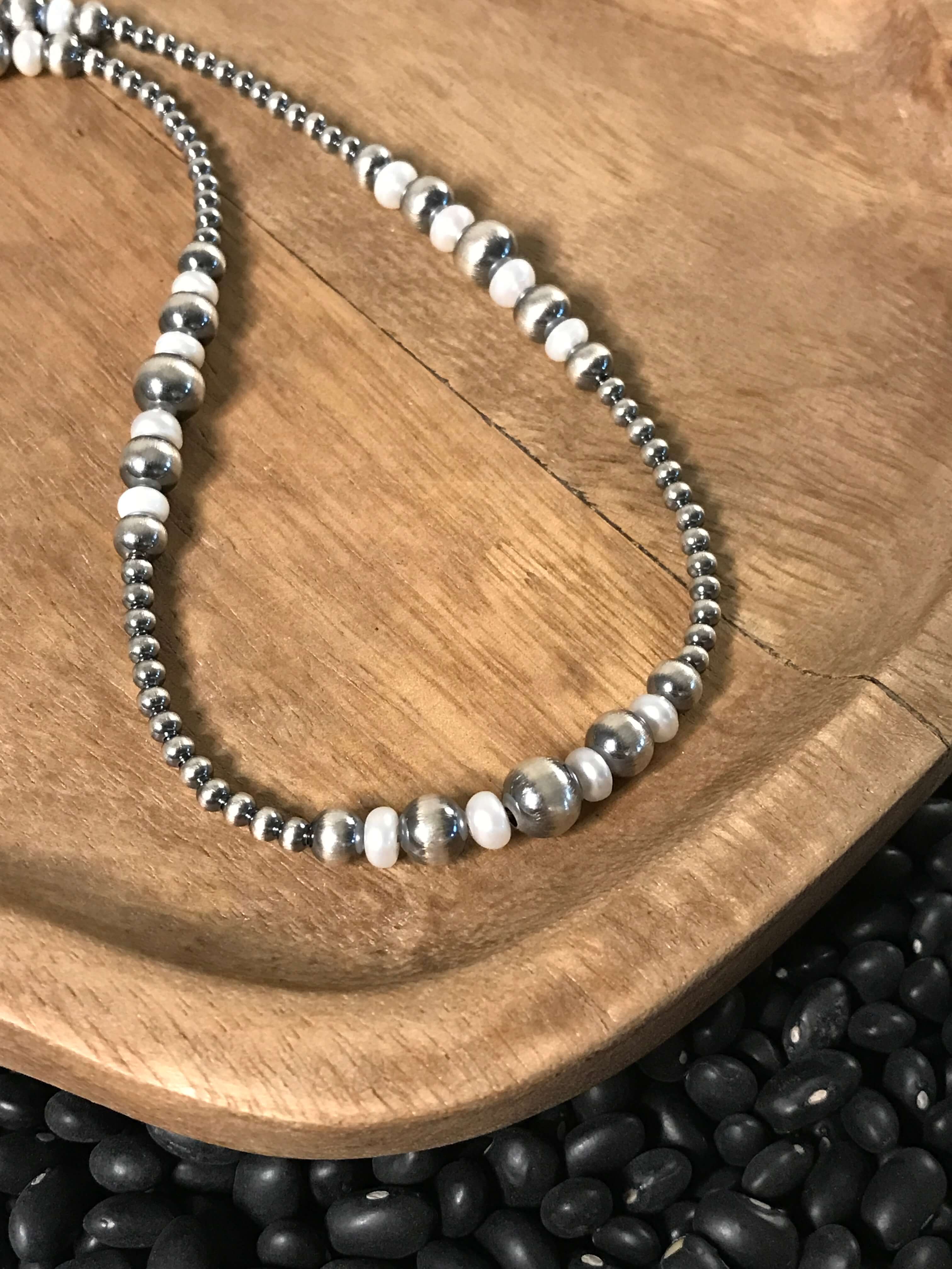 The Magnolia Necklace, 18"-Necklaces-Calli Co., Turquoise and Silver Jewelry, Native American Handmade, Zuni Tribe, Navajo Tribe, Brock Texas