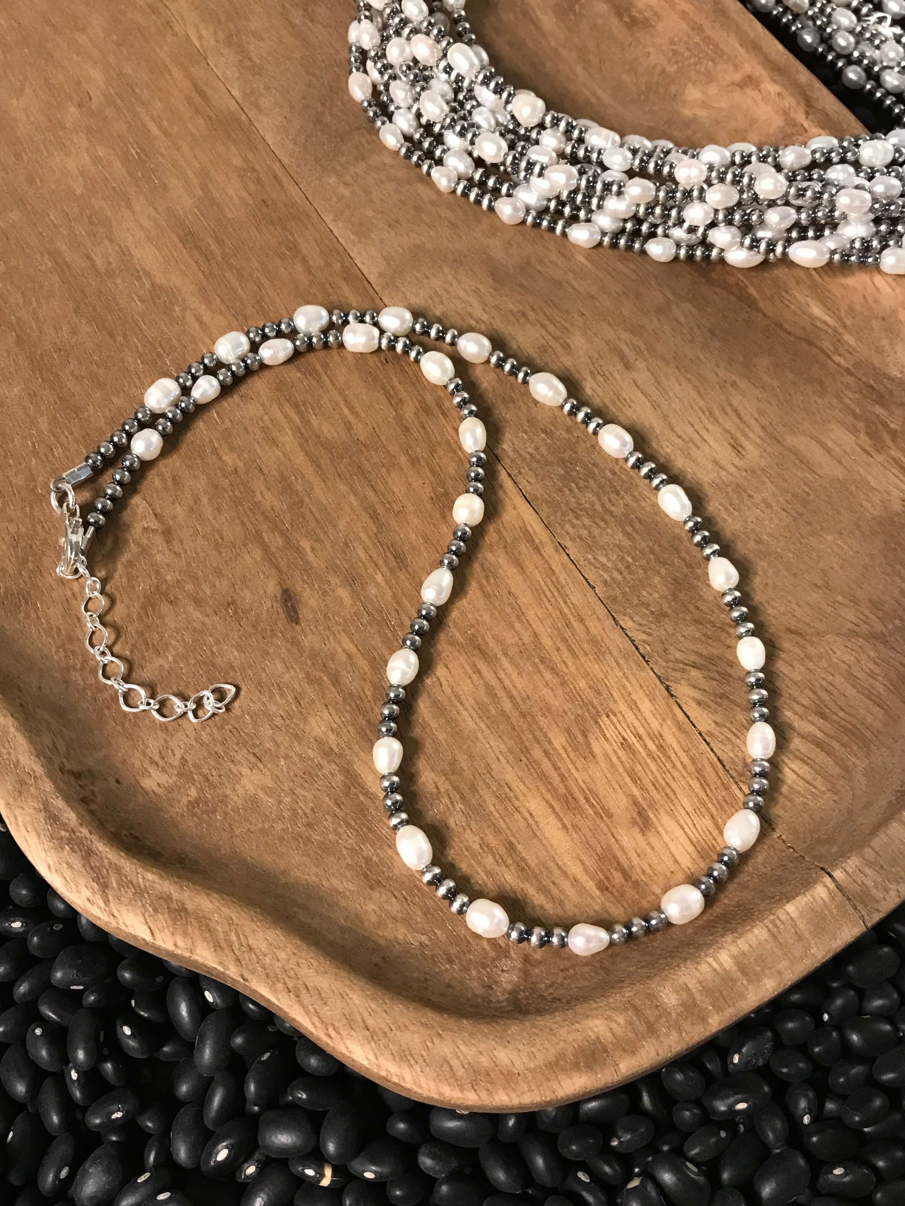 The Calder Necklace, 18"-Necklaces-Calli Co., Turquoise and Silver Jewelry, Native American Handmade, Zuni Tribe, Navajo Tribe, Brock Texas