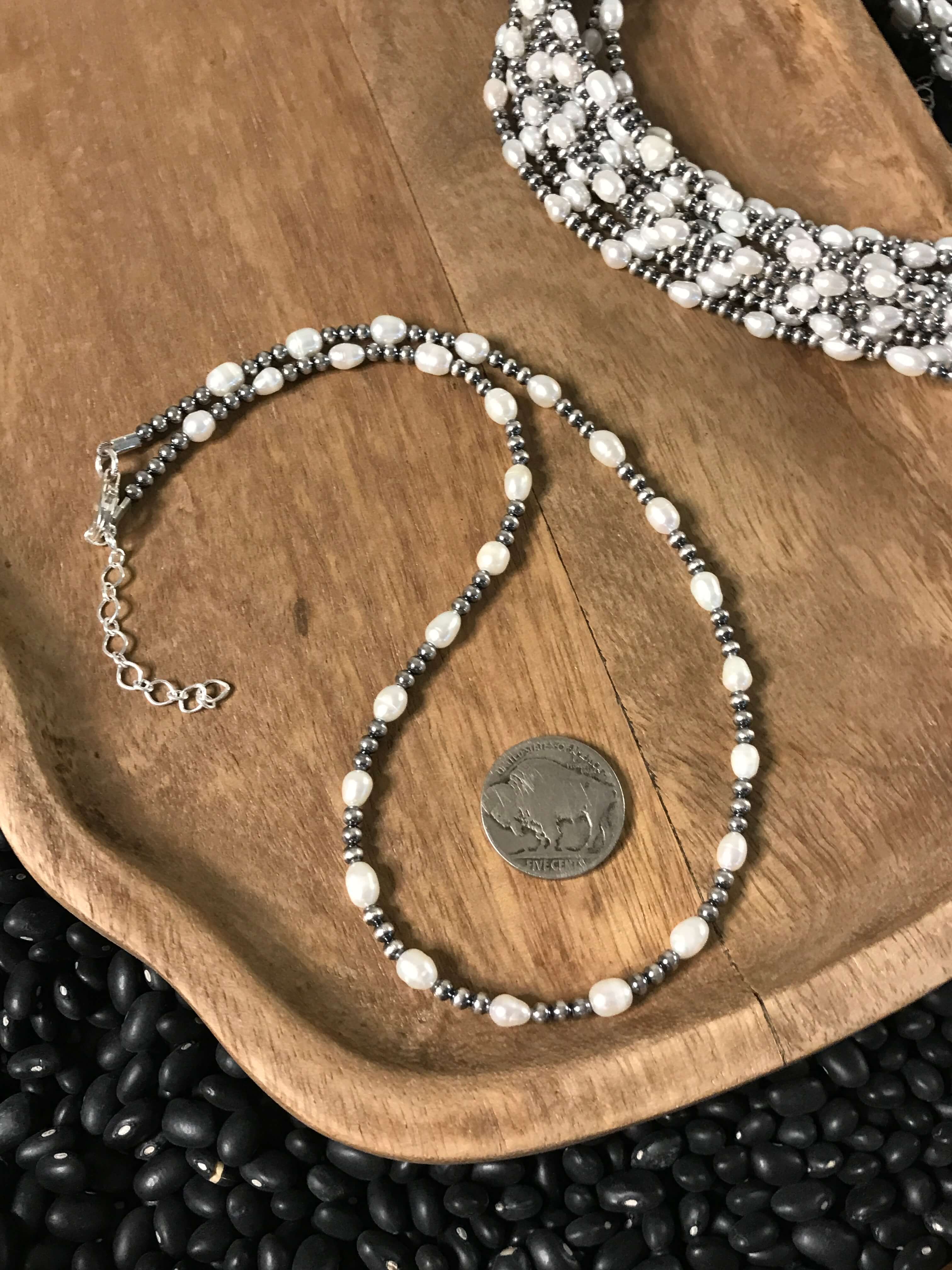 The Calder Necklace, 18"-Necklaces-Calli Co., Turquoise and Silver Jewelry, Native American Handmade, Zuni Tribe, Navajo Tribe, Brock Texas