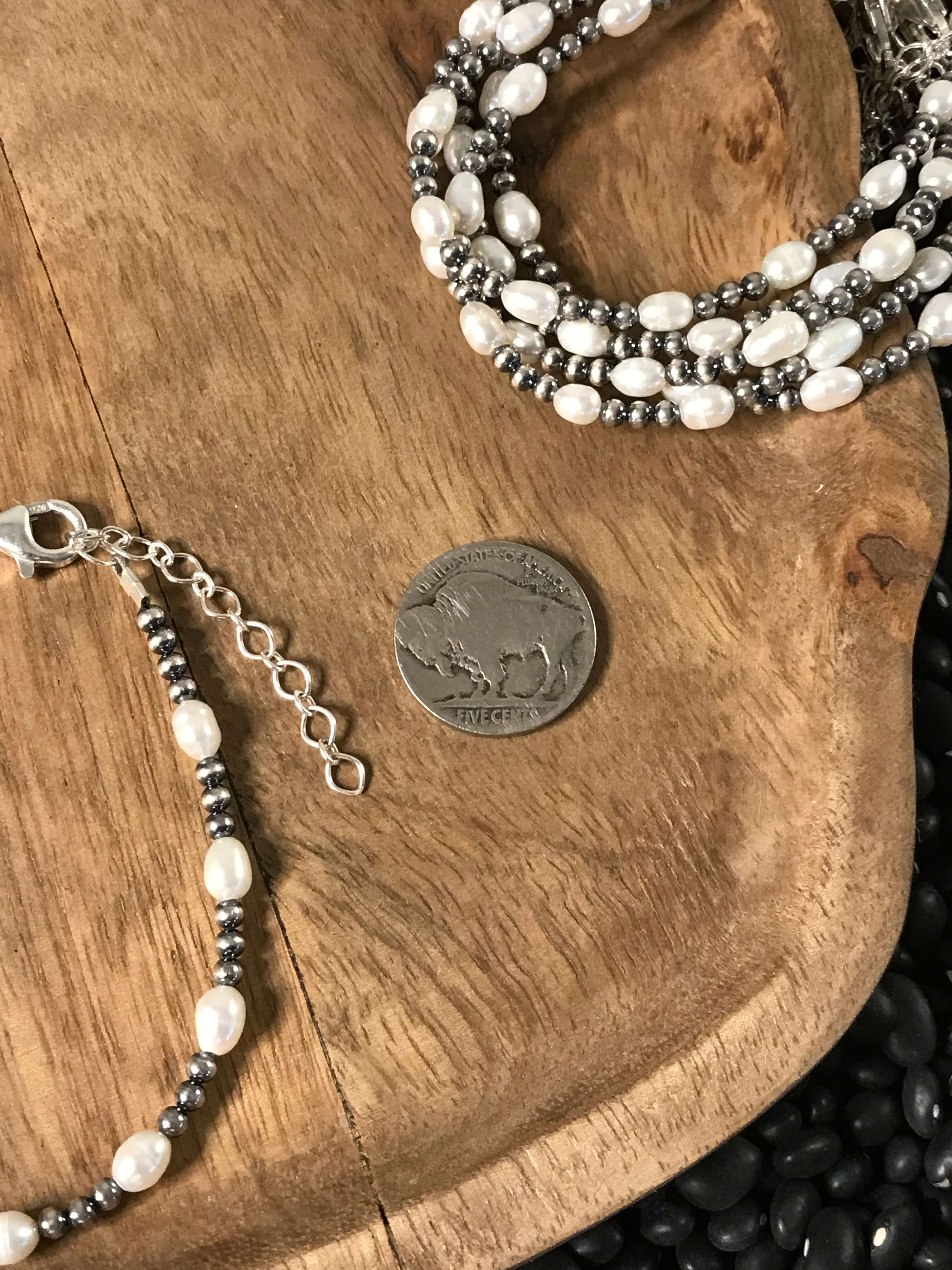 The Calder Pearl & Pearl Beaded Bracelet-Bracelets & Cuffs-Calli Co., Turquoise and Silver Jewelry, Native American Handmade, Zuni Tribe, Navajo Tribe, Brock Texas