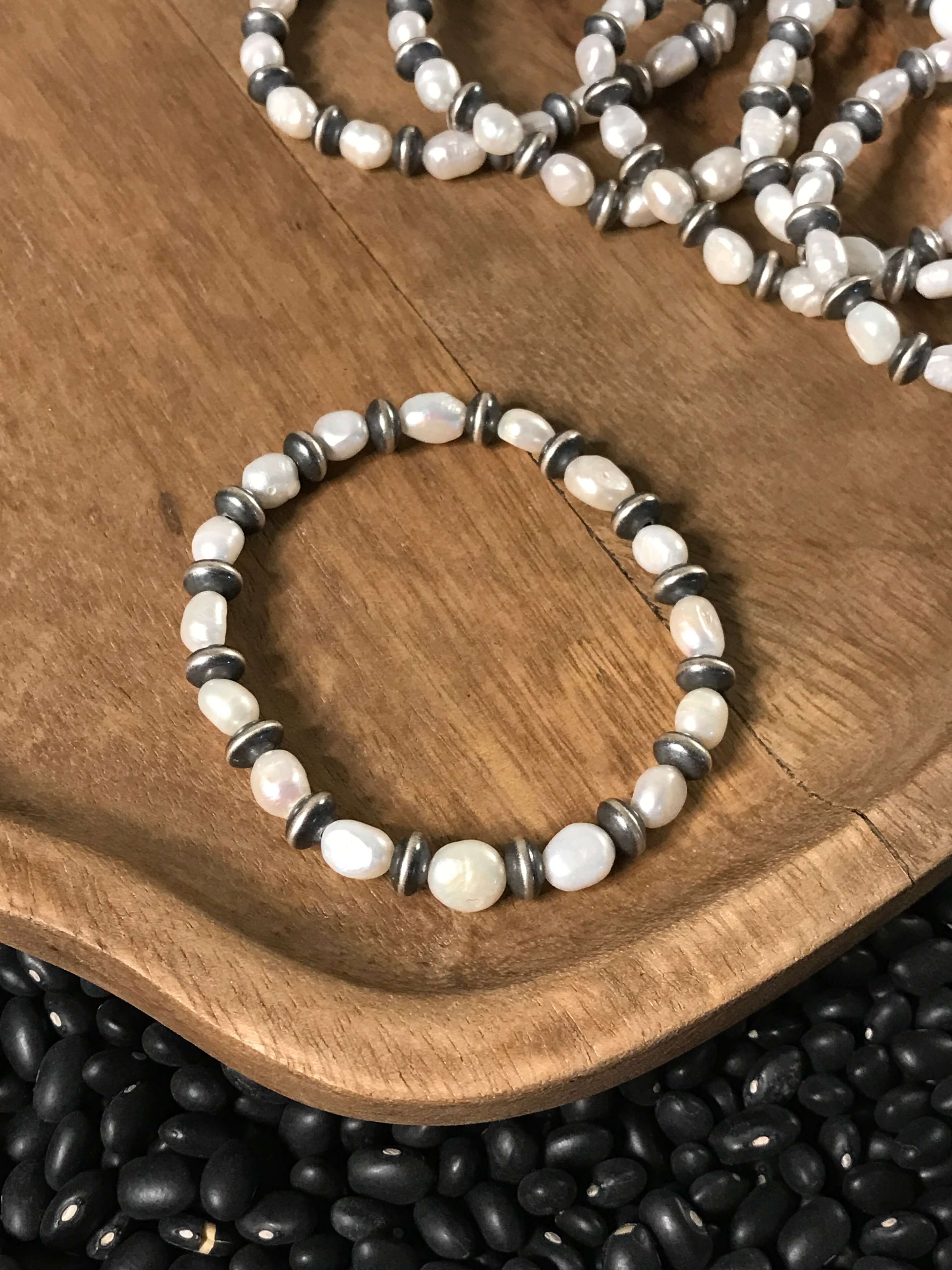 The Marlow Stretch Bracelet-Bracelets & Cuffs-Calli Co., Turquoise and Silver Jewelry, Native American Handmade, Zuni Tribe, Navajo Tribe, Brock Texas