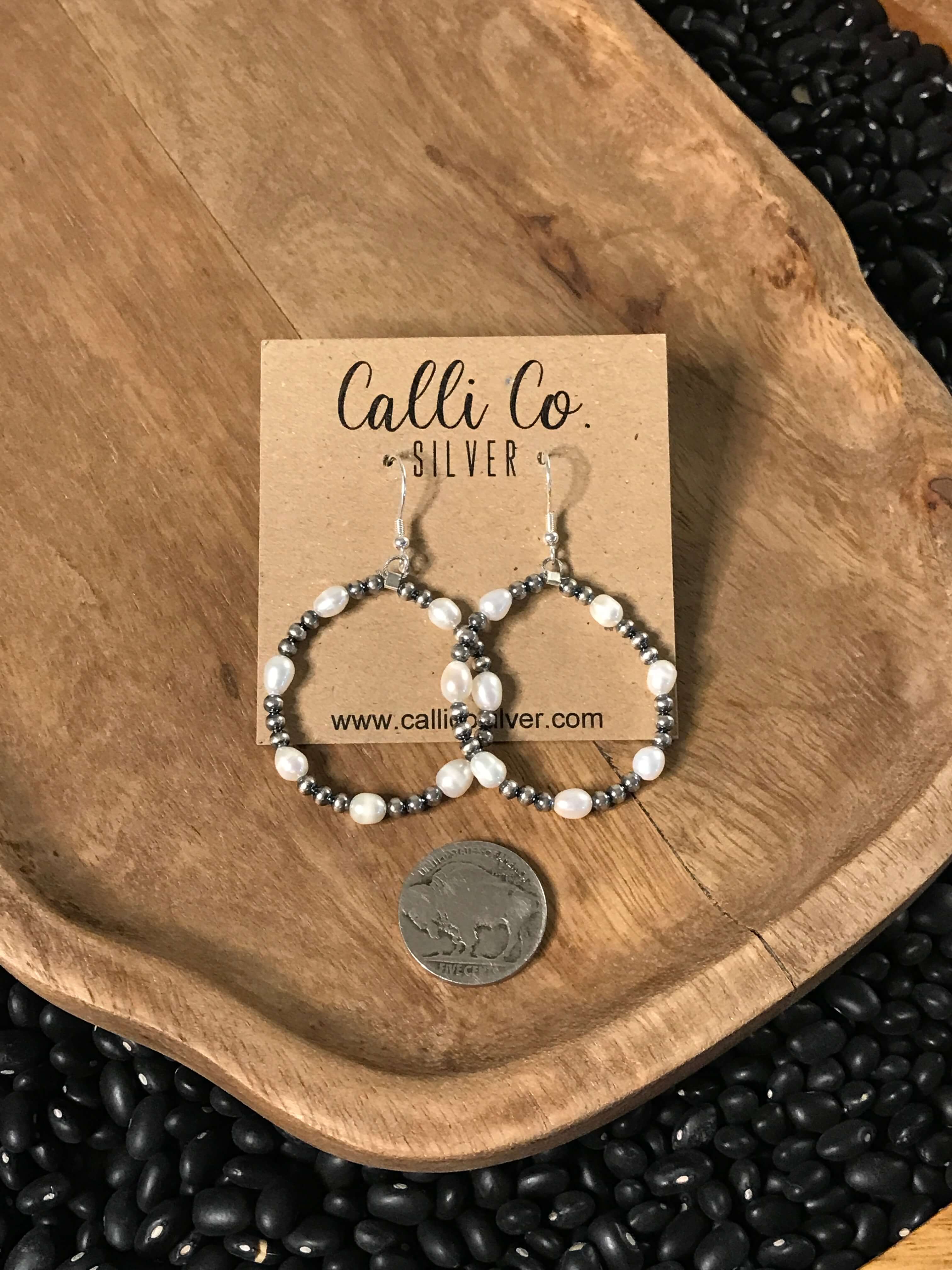 The Maldives Hoop Earrings-Earrings-Calli Co., Turquoise and Silver Jewelry, Native American Handmade, Zuni Tribe, Navajo Tribe, Brock Texas