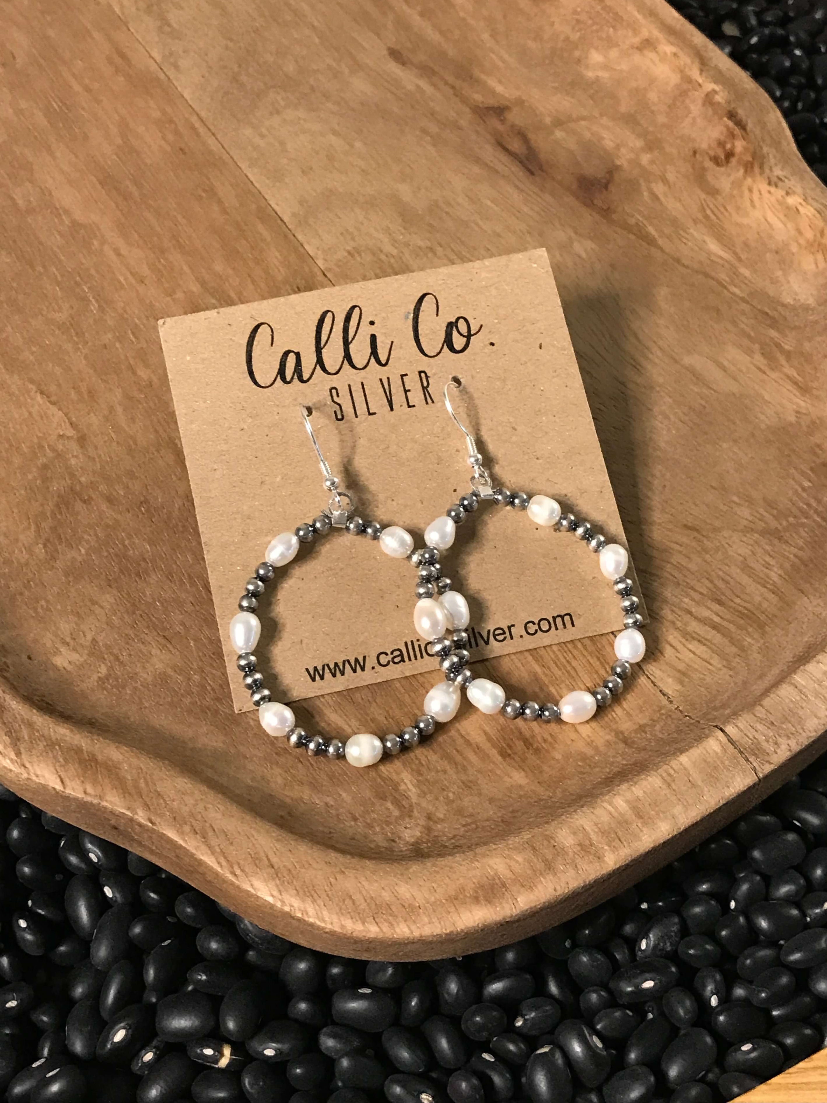 The Maldives Hoop Earrings-Earrings-Calli Co., Turquoise and Silver Jewelry, Native American Handmade, Zuni Tribe, Navajo Tribe, Brock Texas