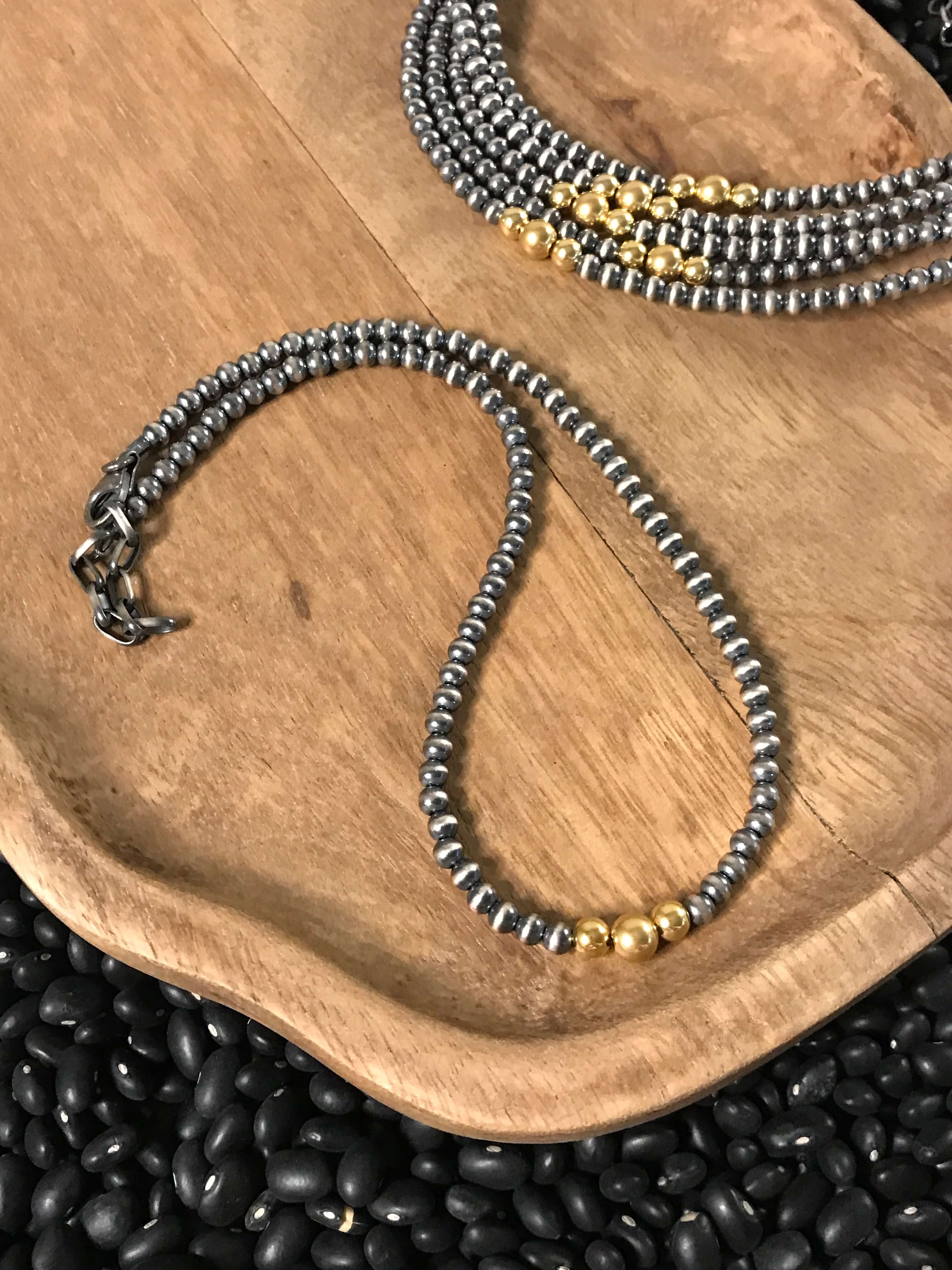 The Manitoba Gold + Pearl Necklace-Necklaces-Calli Co., Turquoise and Silver Jewelry, Native American Handmade, Zuni Tribe, Navajo Tribe, Brock Texas