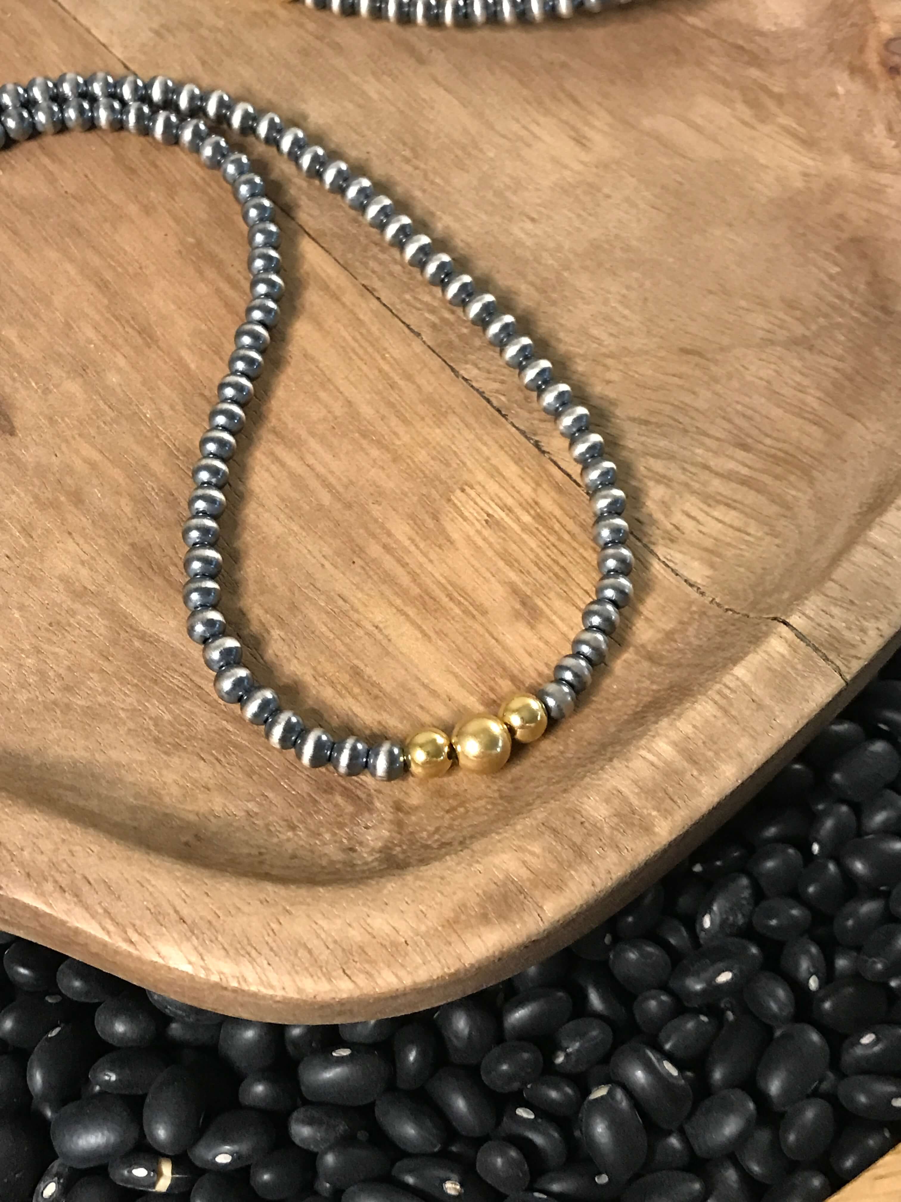 The Manitoba Gold + Pearl Necklace-Necklaces-Calli Co., Turquoise and Silver Jewelry, Native American Handmade, Zuni Tribe, Navajo Tribe, Brock Texas