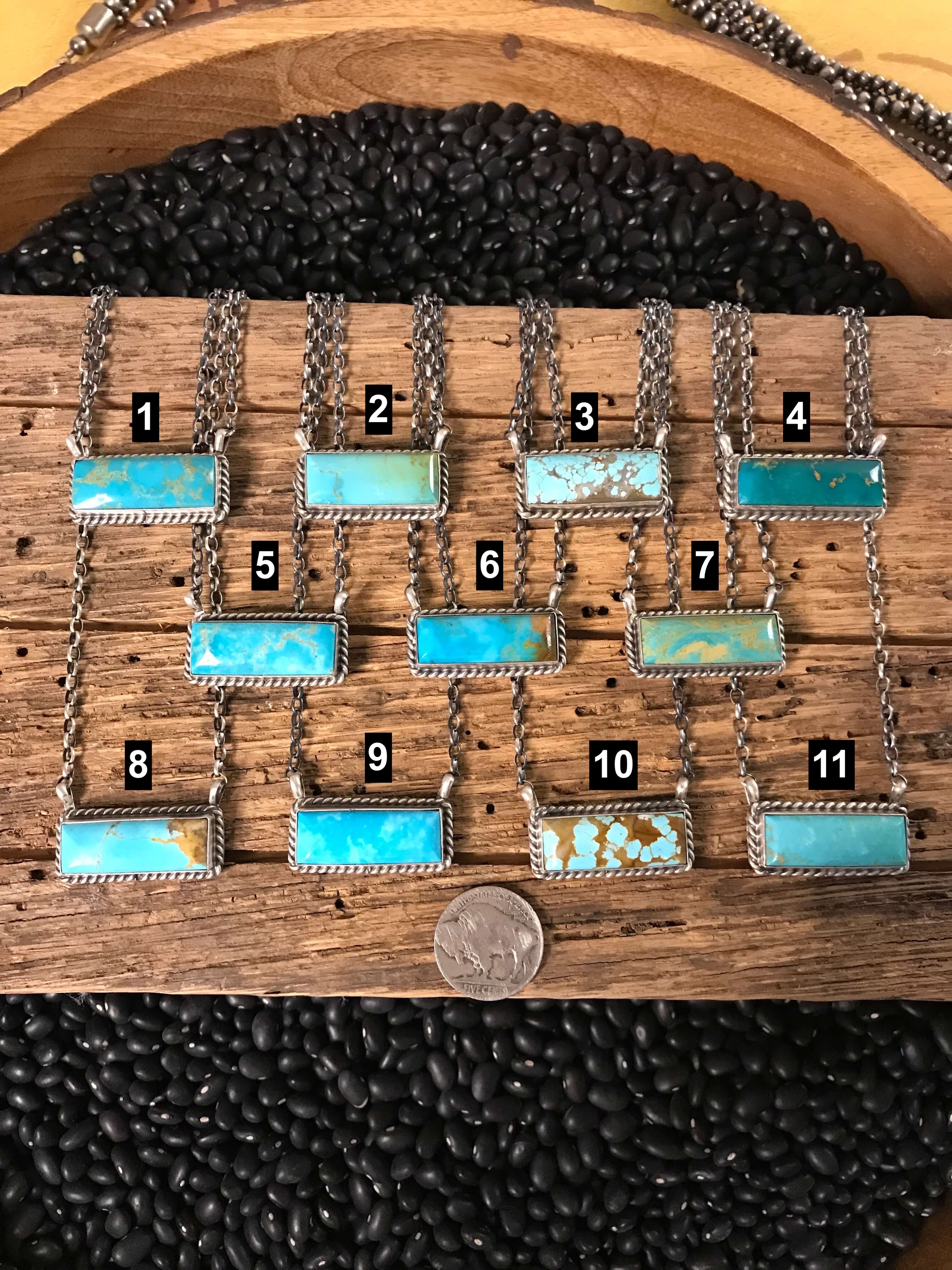 The Big Chief Turquoise Bar Necklaces xx-Necklaces-Calli Co., Turquoise and Silver Jewelry, Native American Handmade, Zuni Tribe, Navajo Tribe, Brock Texas