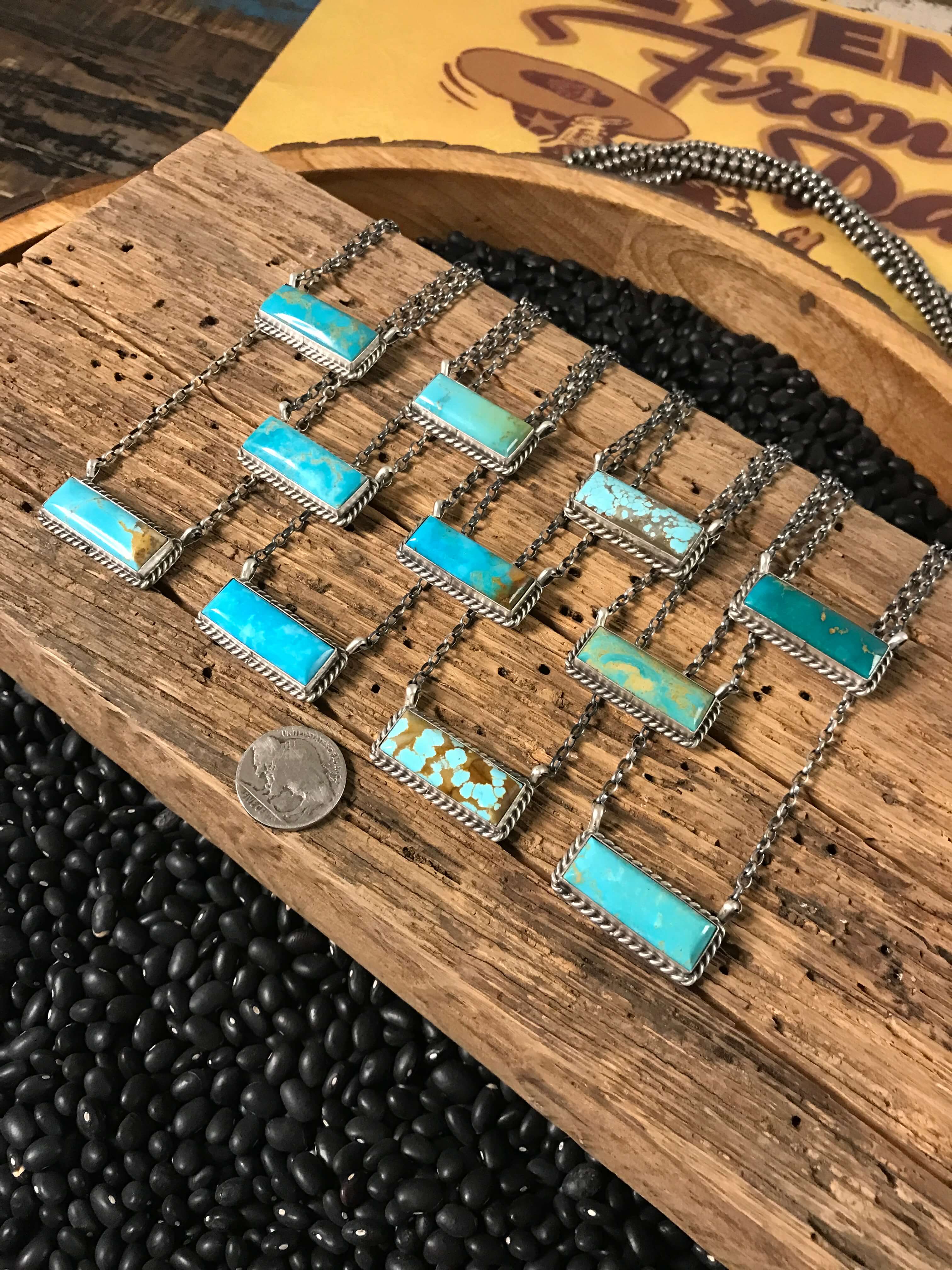 The Big Chief Turquoise Bar Necklaces xx-Necklaces-Calli Co., Turquoise and Silver Jewelry, Native American Handmade, Zuni Tribe, Navajo Tribe, Brock Texas