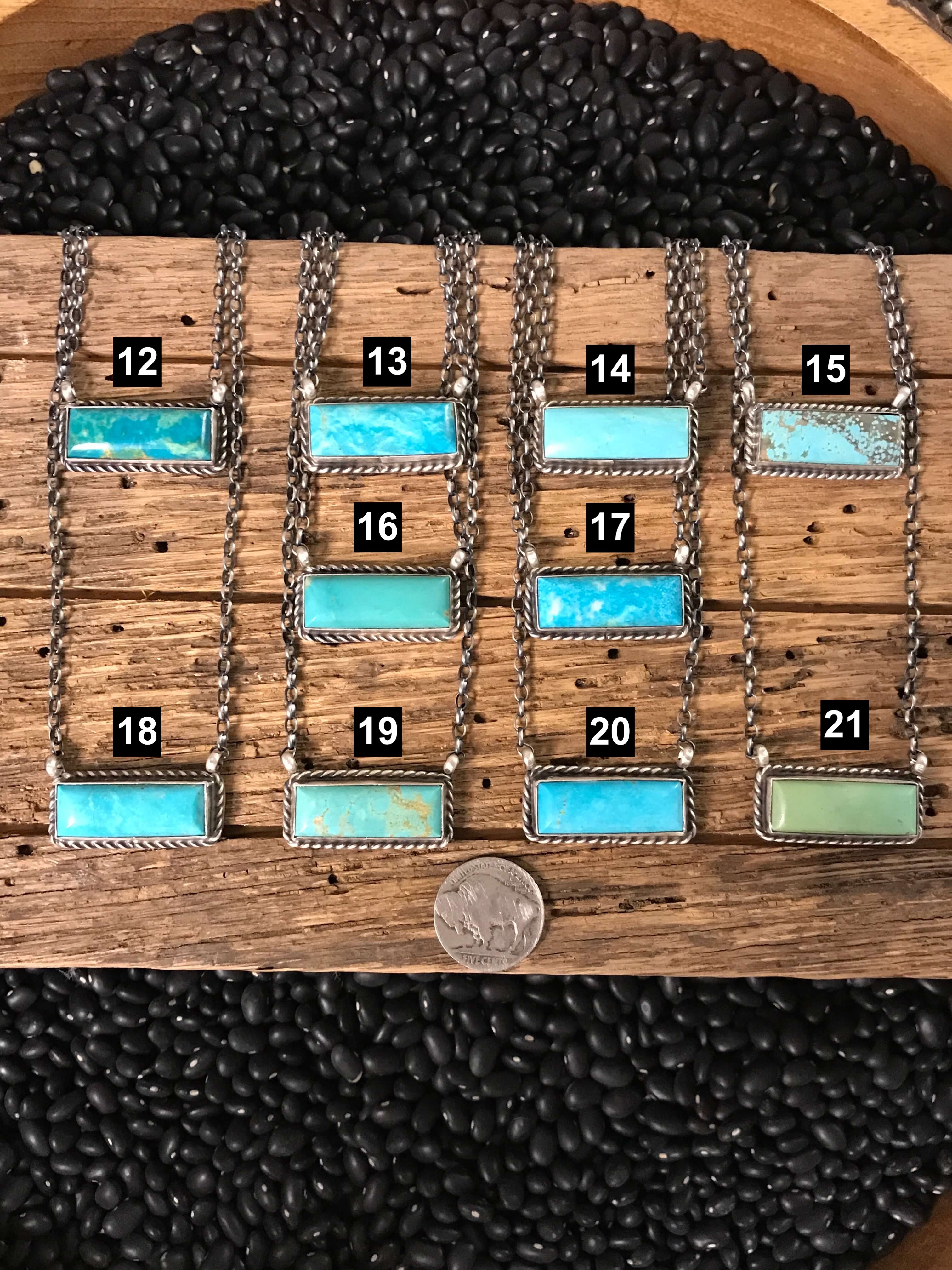 The Big Chief Turquoise Bar Necklaces-Necklaces-Calli Co., Turquoise and Silver Jewelry, Native American Handmade, Zuni Tribe, Navajo Tribe, Brock Texas