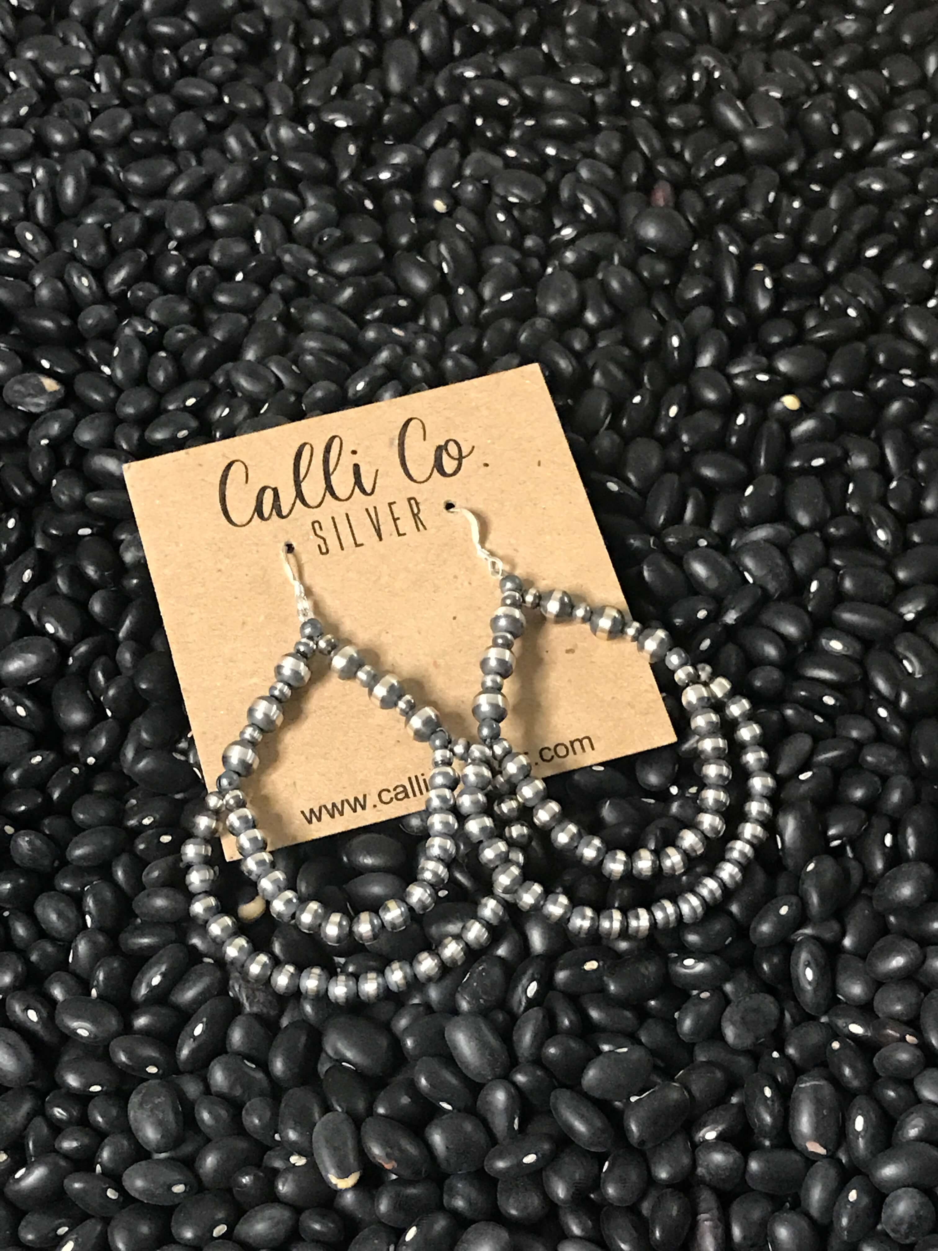 The Carson Pearl Hoop Earrings-Earrings-Calli Co., Turquoise and Silver Jewelry, Native American Handmade, Zuni Tribe, Navajo Tribe, Brock Texas