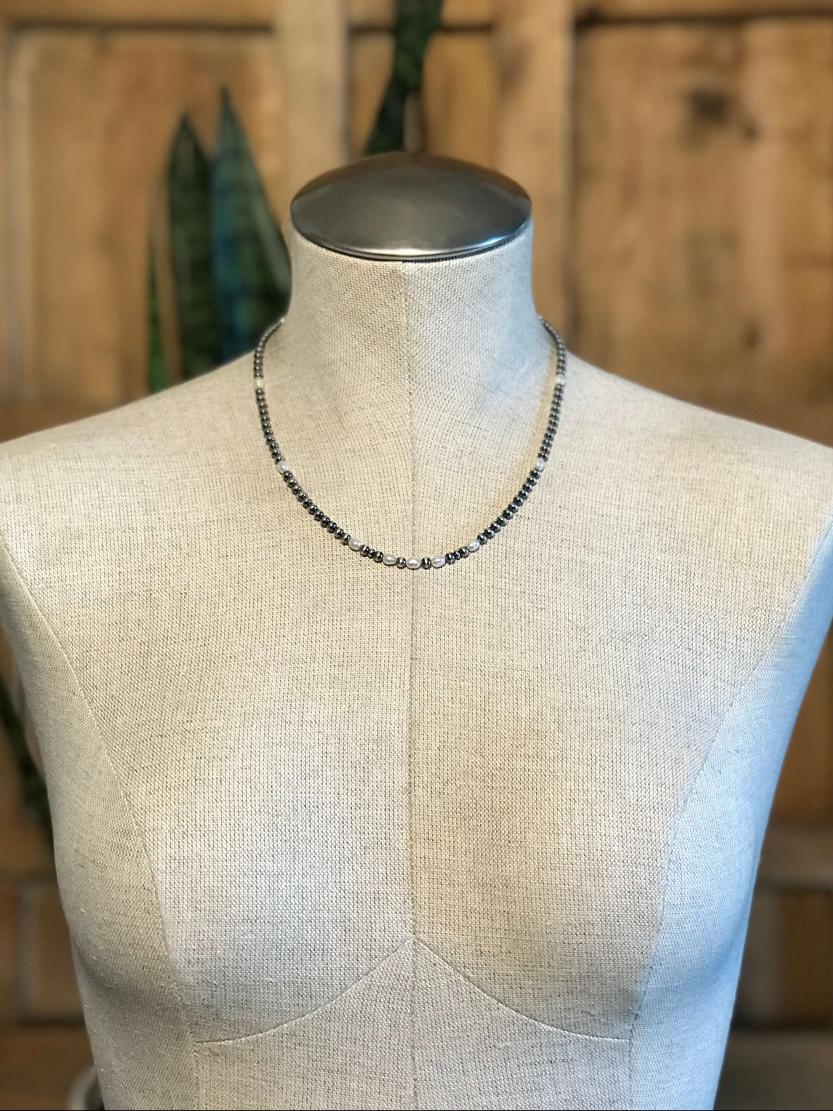 The Marina Necklace, 18"-Necklaces-Calli Co., Turquoise and Silver Jewelry, Native American Handmade, Zuni Tribe, Navajo Tribe, Brock Texas