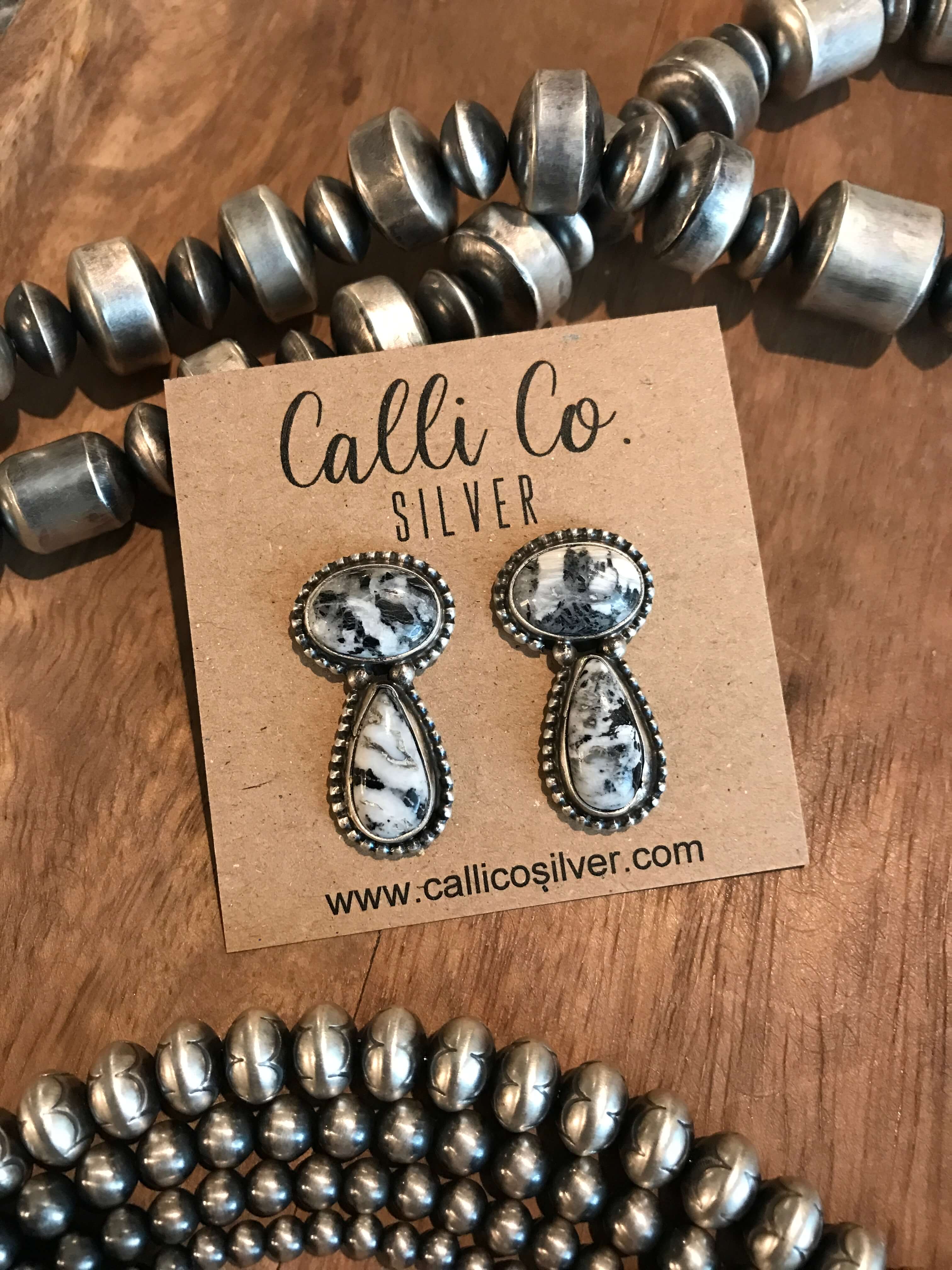 The Rochdale Earrings, 1-Earrings-Calli Co., Turquoise and Silver Jewelry, Native American Handmade, Zuni Tribe, Navajo Tribe, Brock Texas