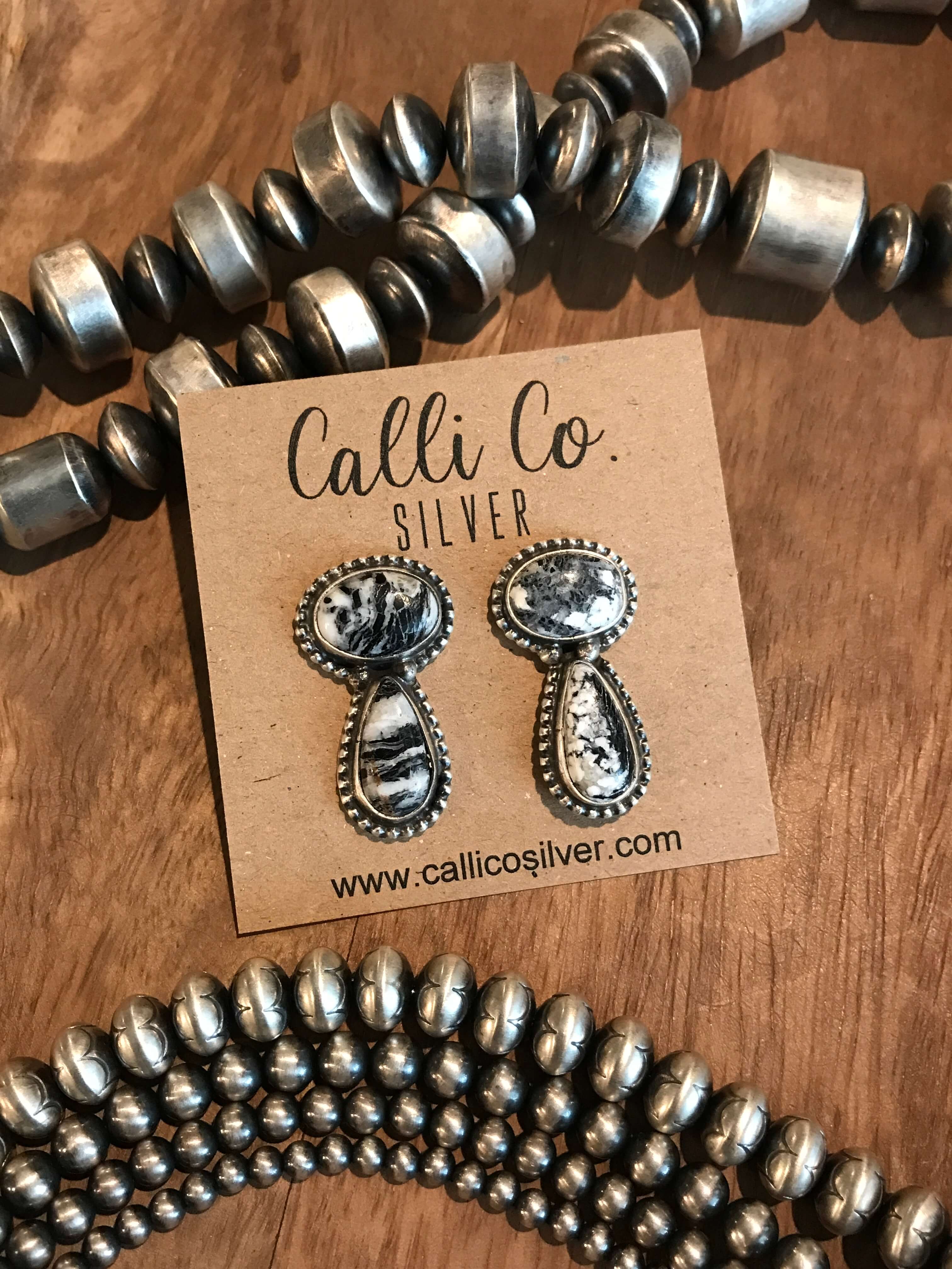 The Rochdale Earrings, 3-Earrings-Calli Co., Turquoise and Silver Jewelry, Native American Handmade, Zuni Tribe, Navajo Tribe, Brock Texas