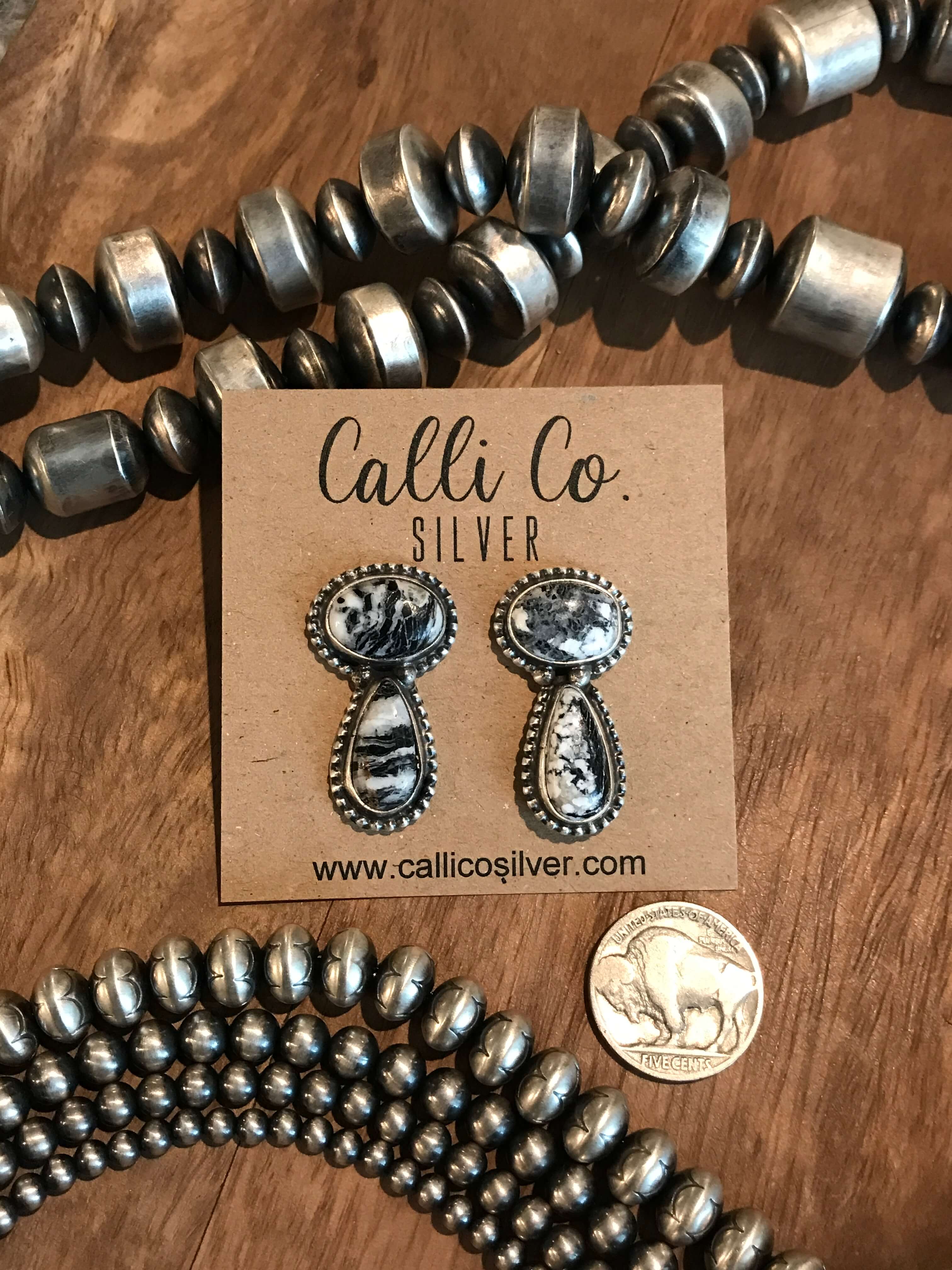 The Rochdale Earrings, 3-Earrings-Calli Co., Turquoise and Silver Jewelry, Native American Handmade, Zuni Tribe, Navajo Tribe, Brock Texas