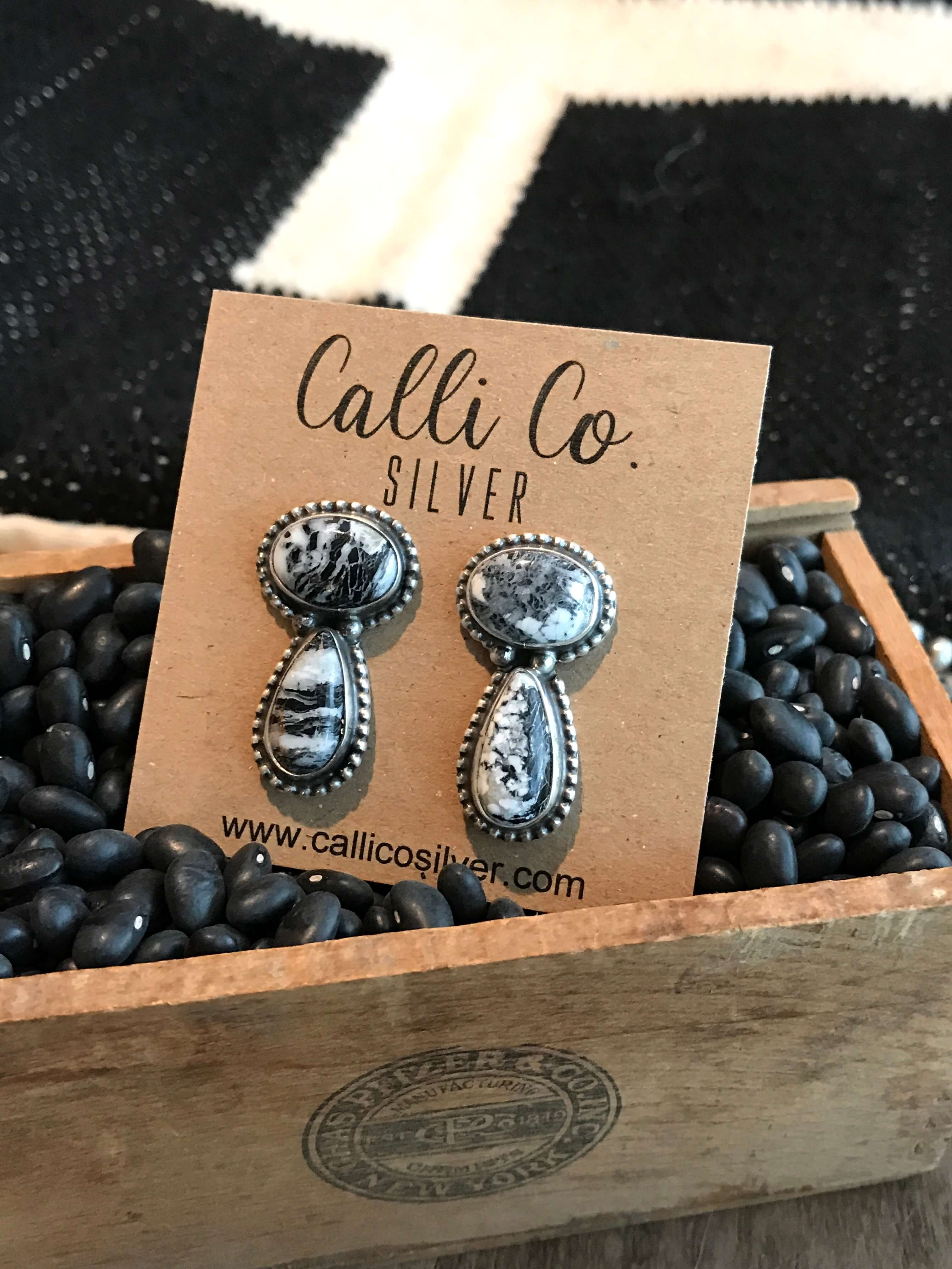 The Rochdale Earrings, 3-Earrings-Calli Co., Turquoise and Silver Jewelry, Native American Handmade, Zuni Tribe, Navajo Tribe, Brock Texas