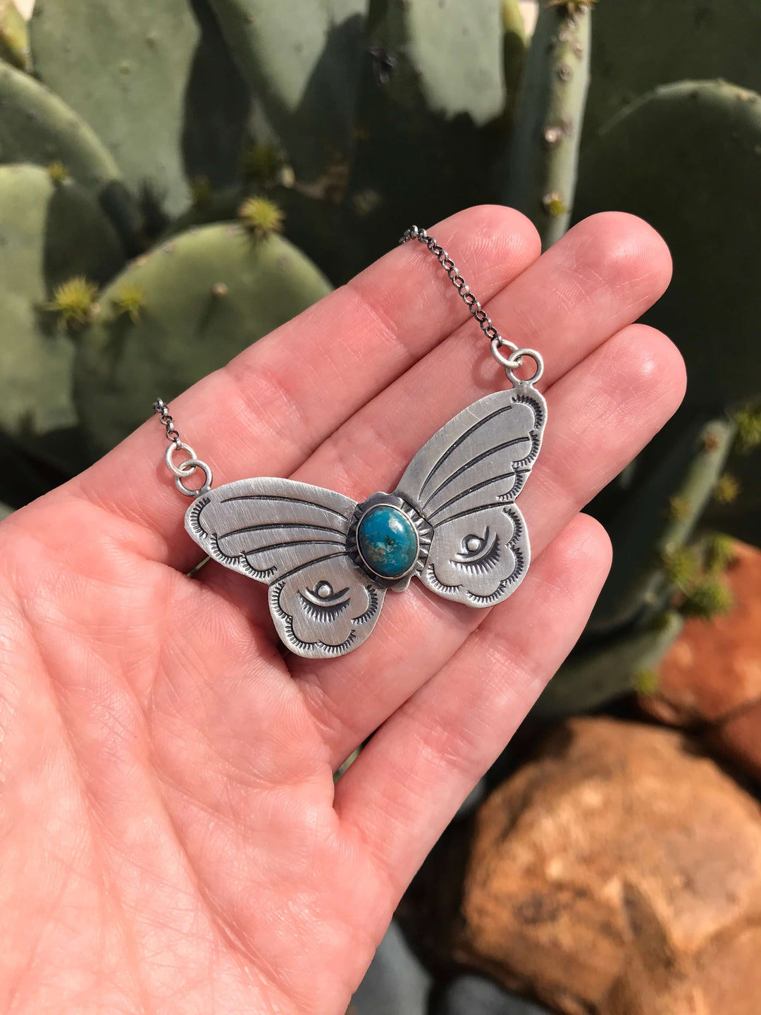 The Butterfly Necklace, 1-Necklaces-Calli Co., Turquoise and Silver Jewelry, Native American Handmade, Zuni Tribe, Navajo Tribe, Brock Texas