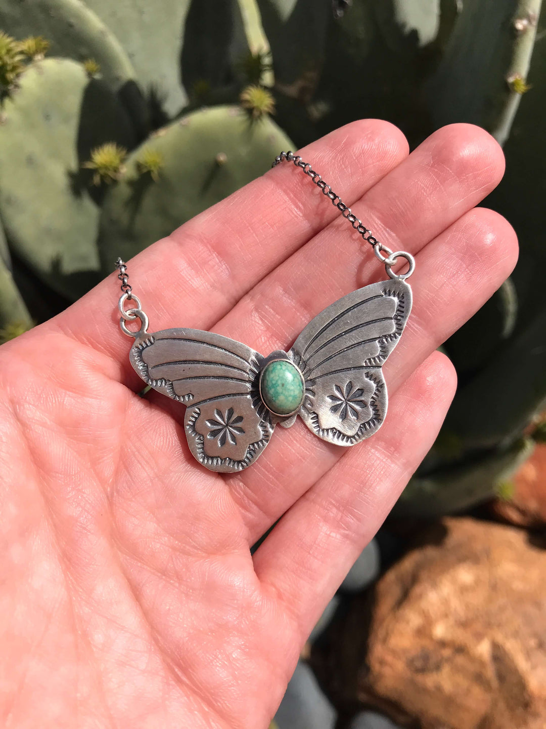 The Butterfly Necklace, 2-Necklaces-Calli Co., Turquoise and Silver Jewelry, Native American Handmade, Zuni Tribe, Navajo Tribe, Brock Texas