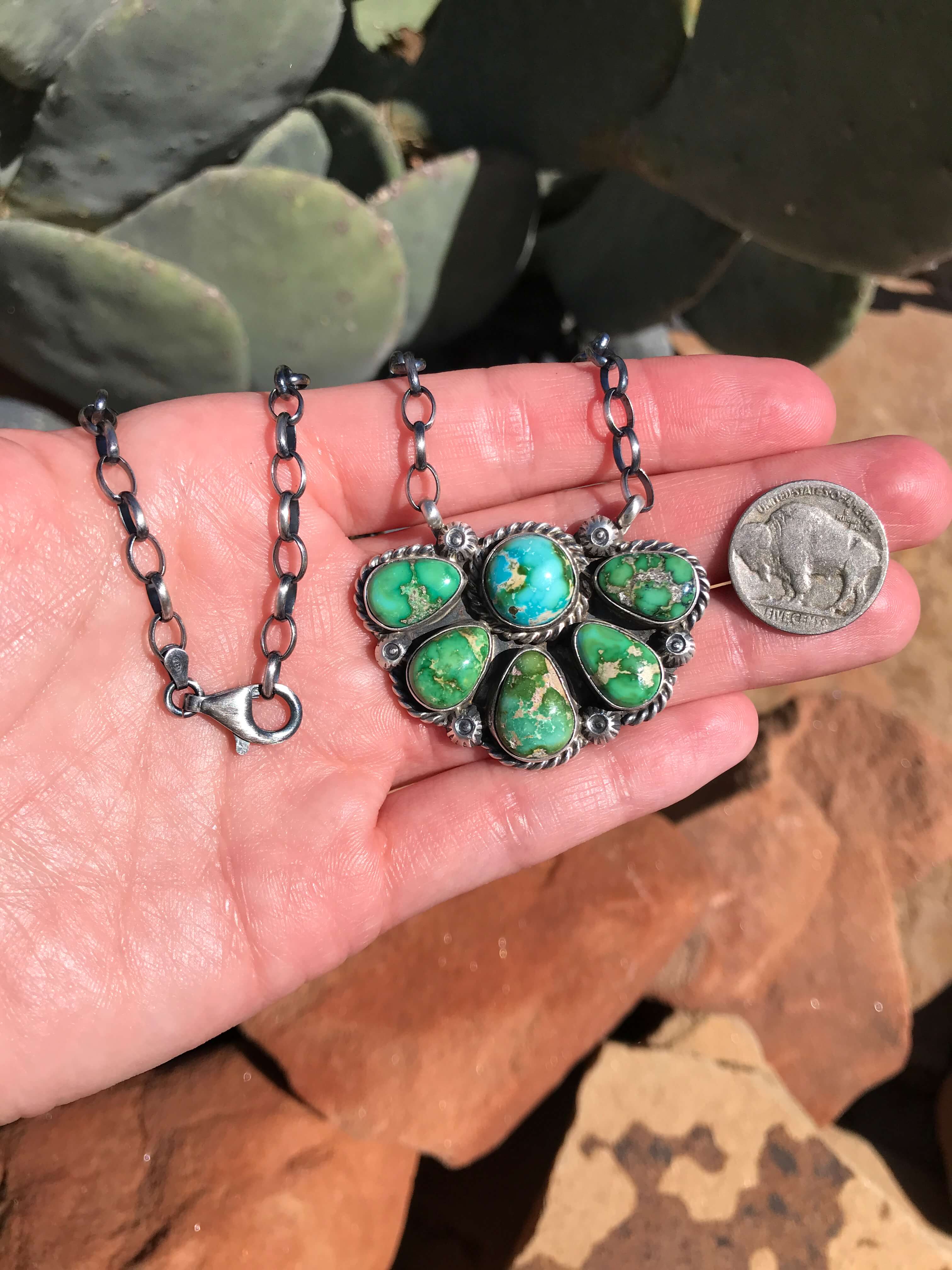 The Eastland Necklace, 15-Necklaces-Calli Co., Turquoise and Silver Jewelry, Native American Handmade, Zuni Tribe, Navajo Tribe, Brock Texas
