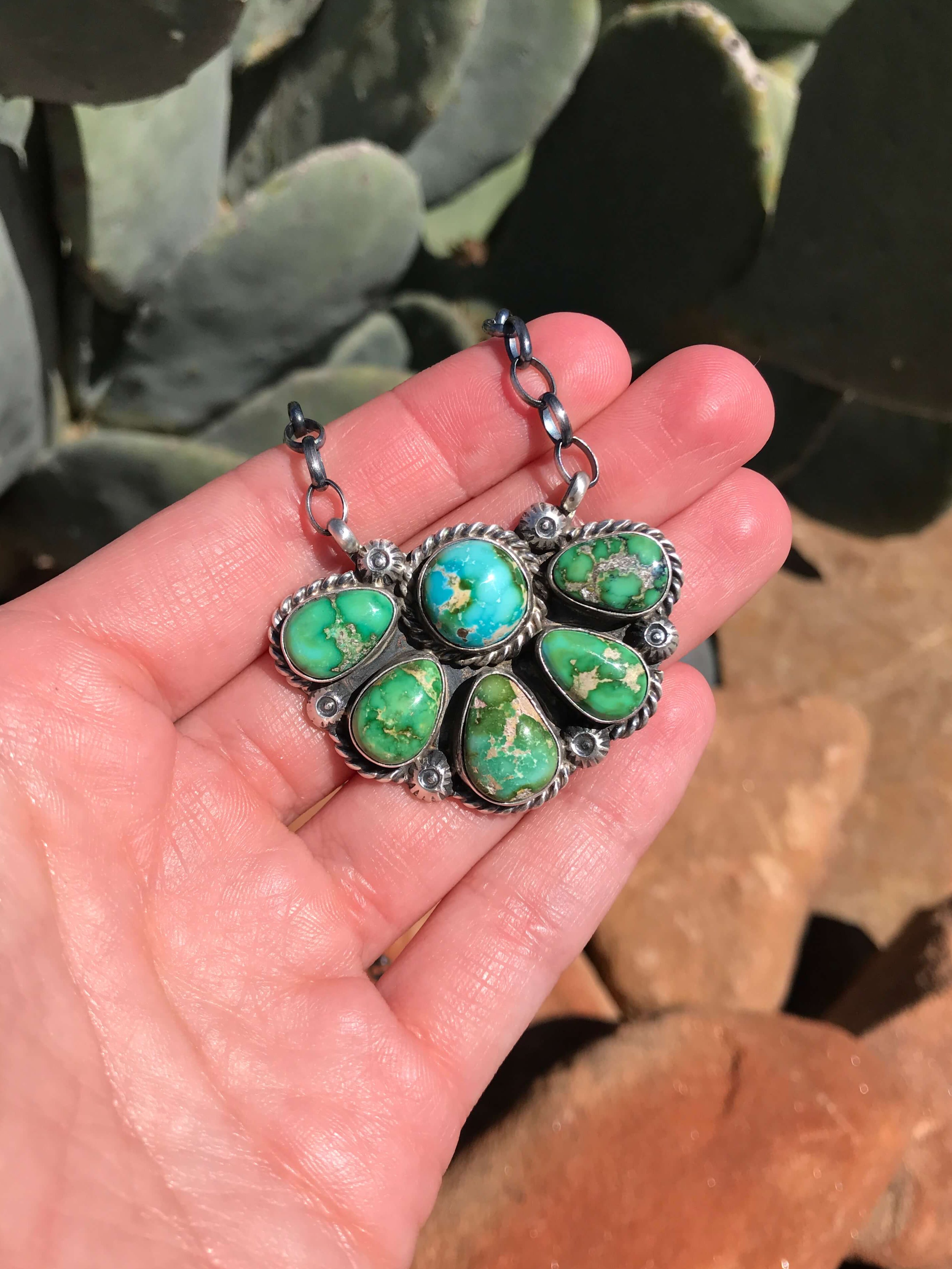 The Eastland Necklace, 15-Necklaces-Calli Co., Turquoise and Silver Jewelry, Native American Handmade, Zuni Tribe, Navajo Tribe, Brock Texas