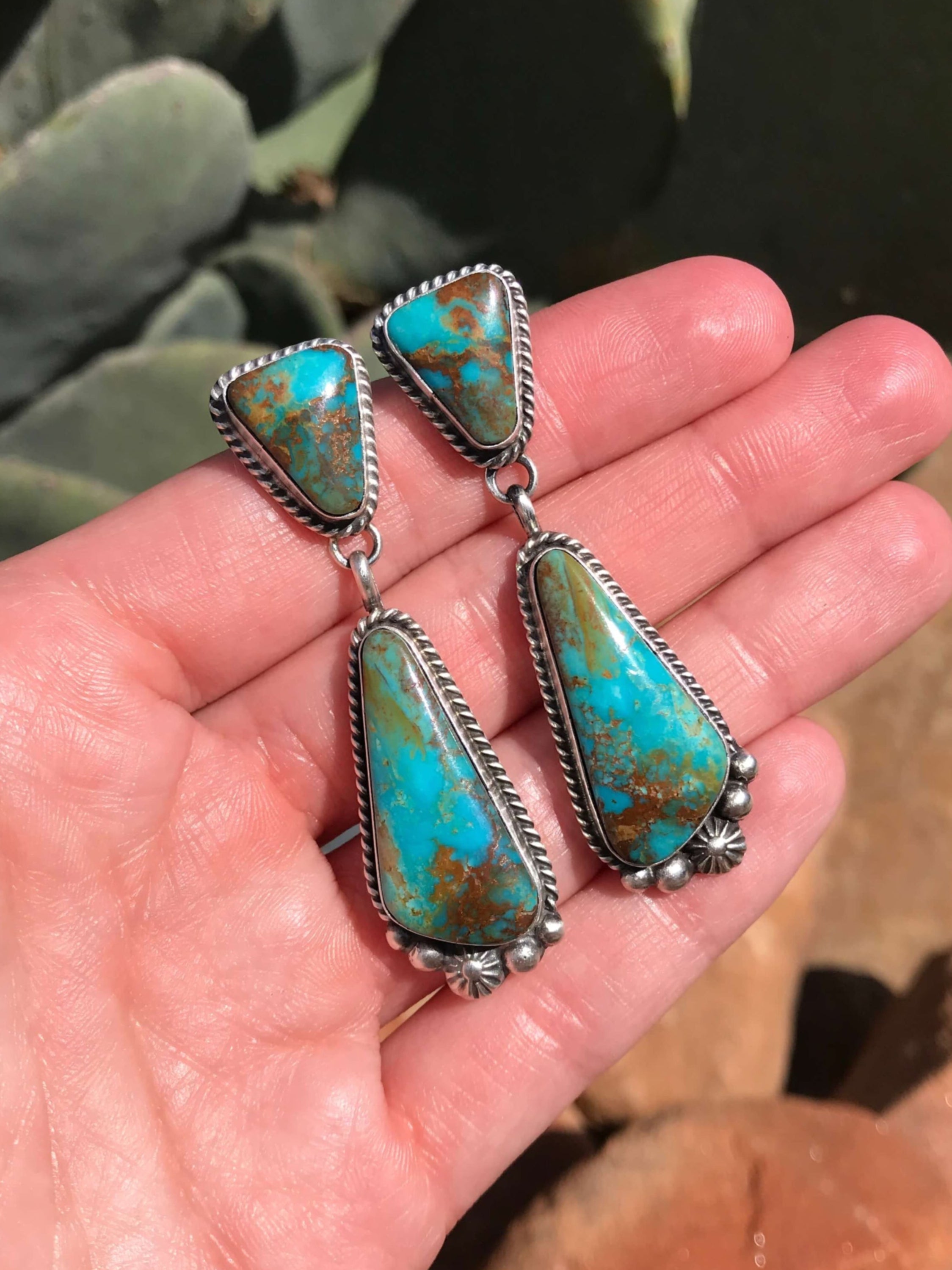The Glendale Earrings, 2-Earrings-Calli Co., Turquoise and Silver Jewelry, Native American Handmade, Zuni Tribe, Navajo Tribe, Brock Texas