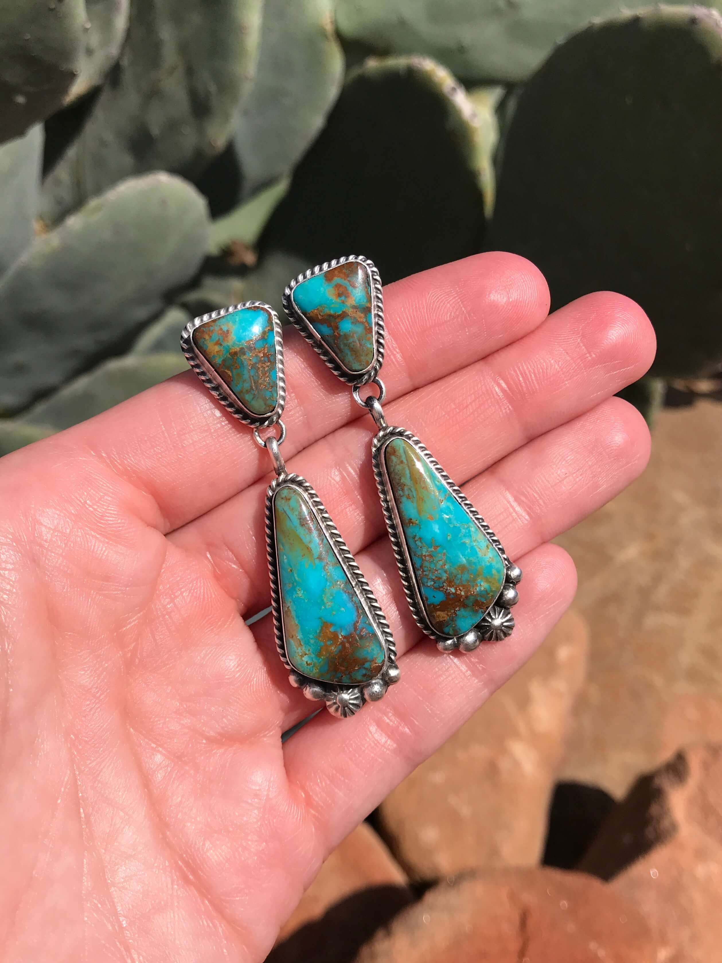 The Glendale Earrings, 2-Earrings-Calli Co., Turquoise and Silver Jewelry, Native American Handmade, Zuni Tribe, Navajo Tribe, Brock Texas