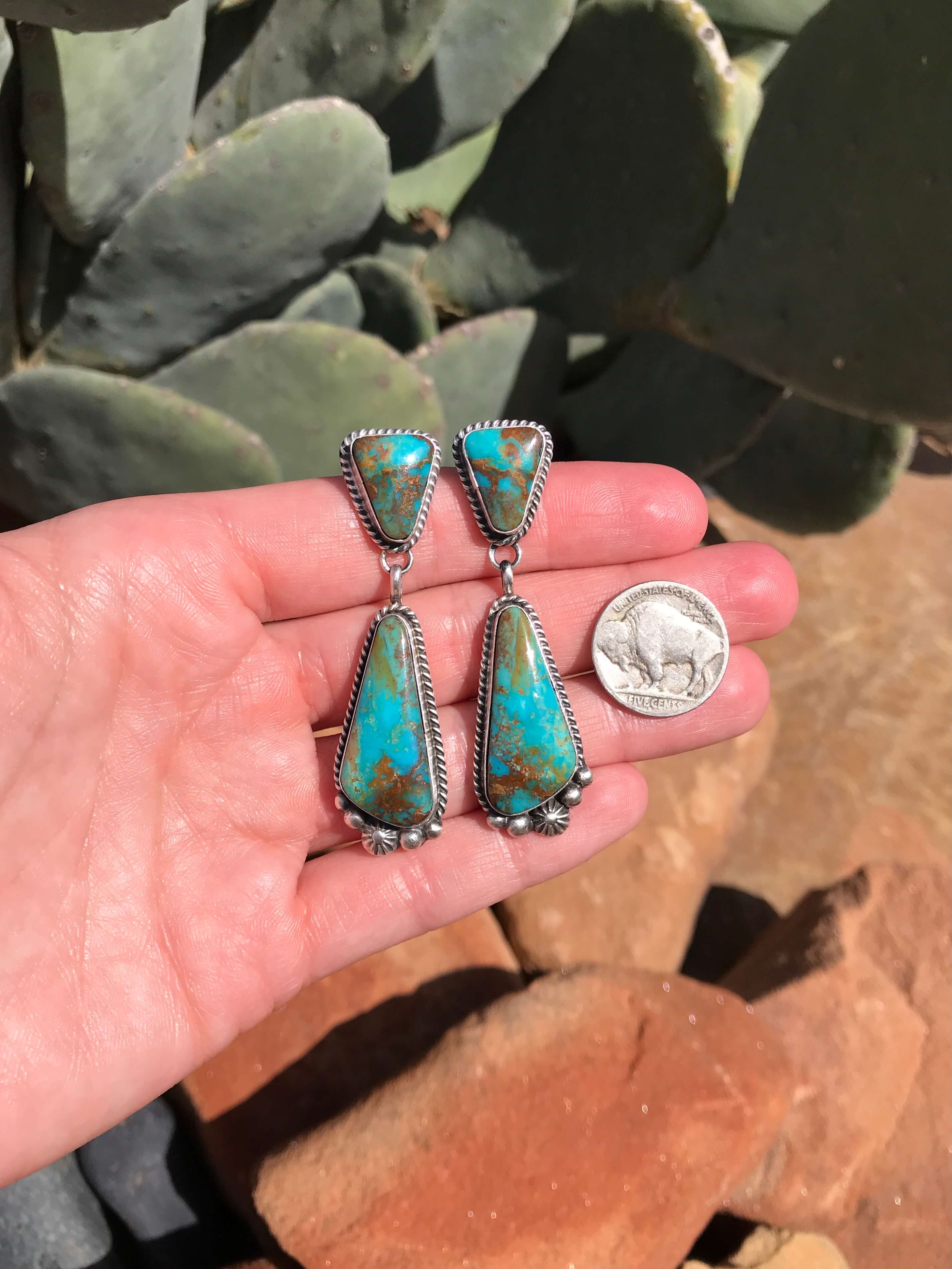 The Glendale Earrings, 2-Earrings-Calli Co., Turquoise and Silver Jewelry, Native American Handmade, Zuni Tribe, Navajo Tribe, Brock Texas