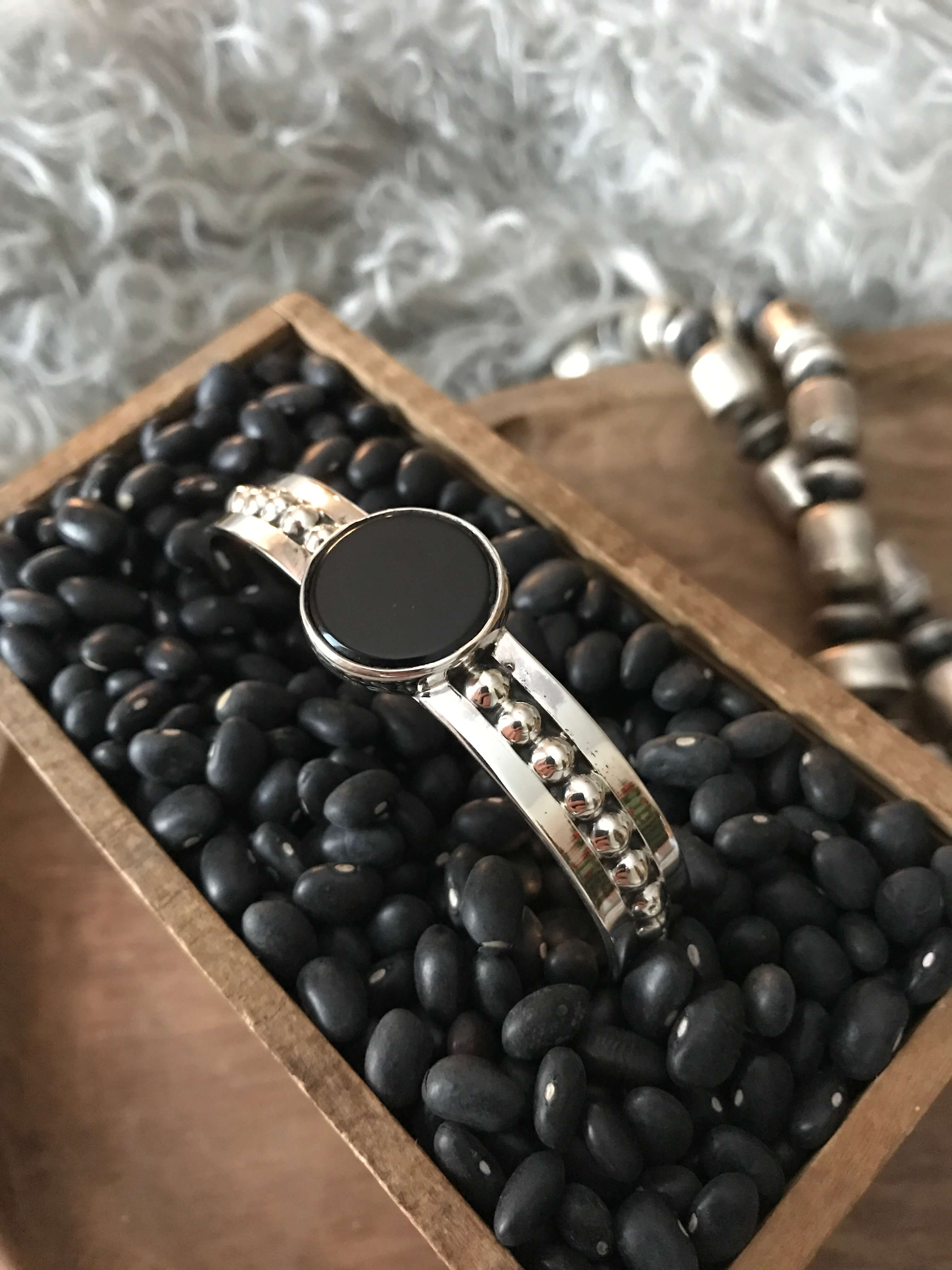 The Westie Onyx Cuff, 2-Bracelets & Cuffs-Calli Co., Turquoise and Silver Jewelry, Native American Handmade, Zuni Tribe, Navajo Tribe, Brock Texas